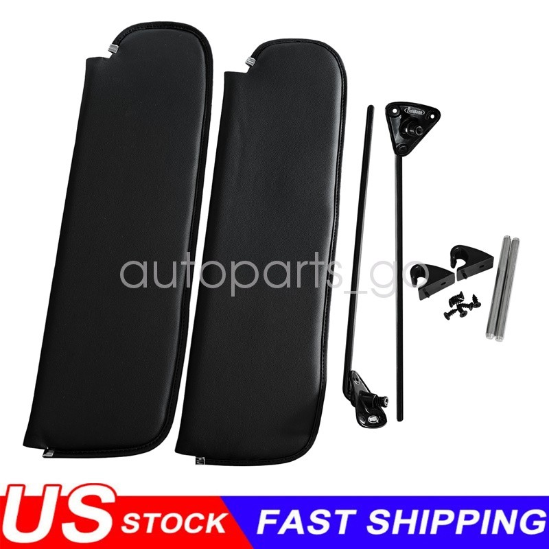 FITS 1967-1972 CHEVROLET CHEVY GMC TRUCK BLACK SUN VISORS + BRACKETS SET LH & RH