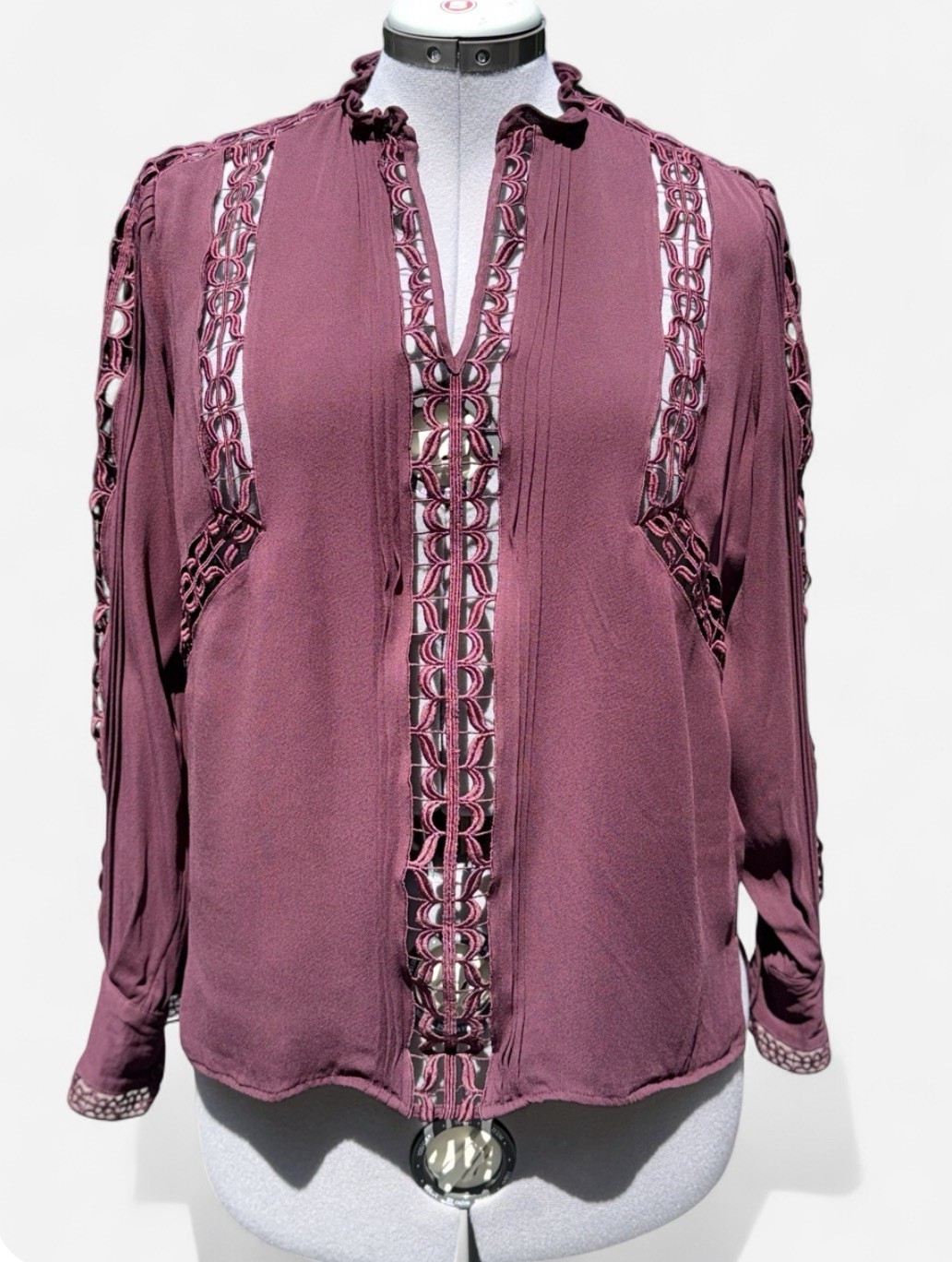 Reiss Freda Bloom Burgundy Detail Blouse Size 10 Reiss Freda Bloom Burgundy Detail Blouse Size 10