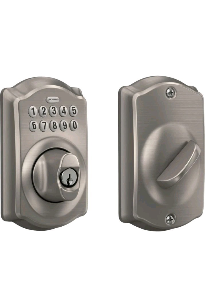 Schlage BE365 CAM 619 Camelot Keypad Deadbolt Electronic Keyless  Satin Nickel