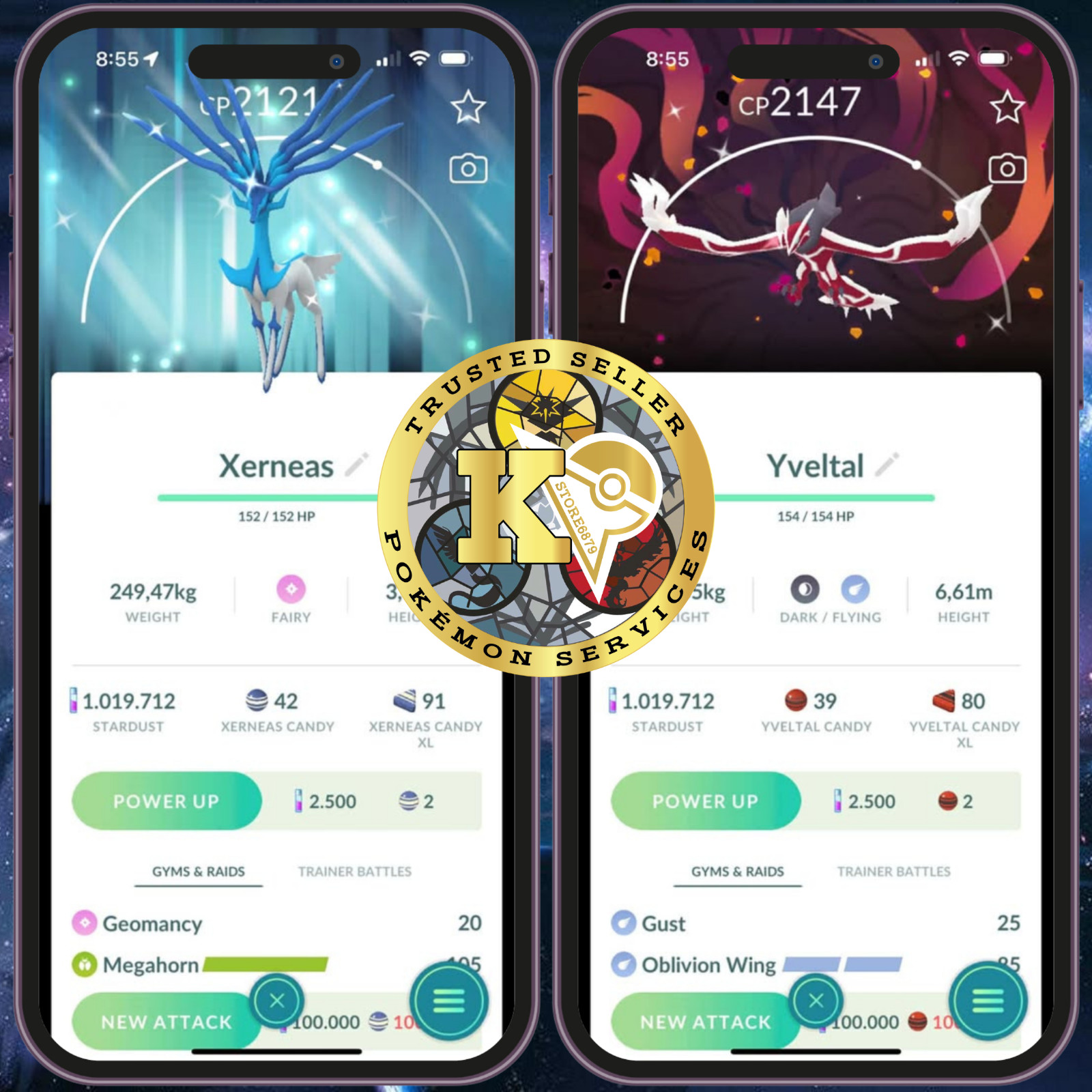 P.T.CentraI—TRADE GO— Shiny Xerneas — Yveltal—Background Go Tour Kalos—Digital♻️