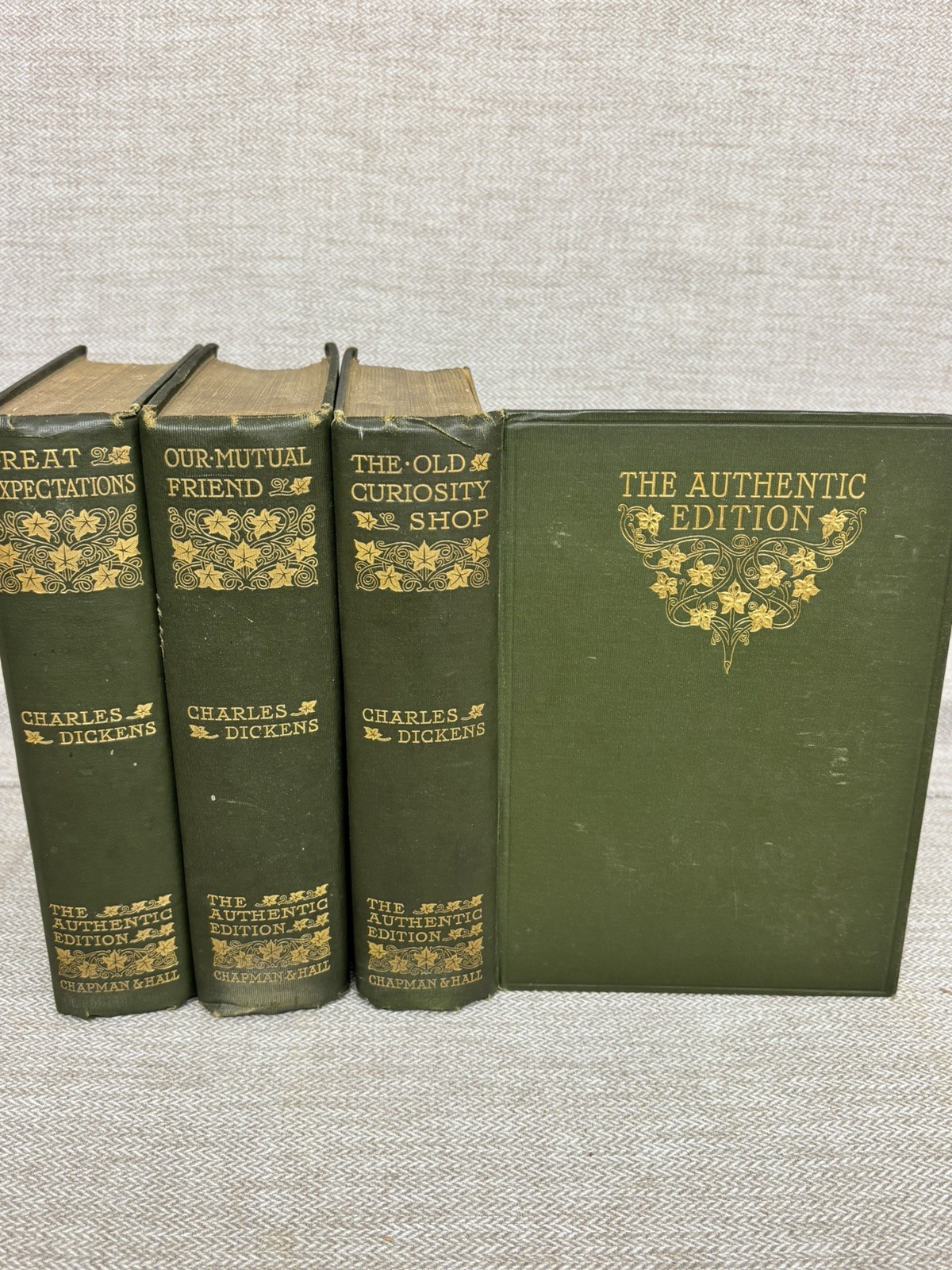 1901 Charles Dickens Authentic Edition 3 Vol Set Chapman Hall Illustrated Gilt