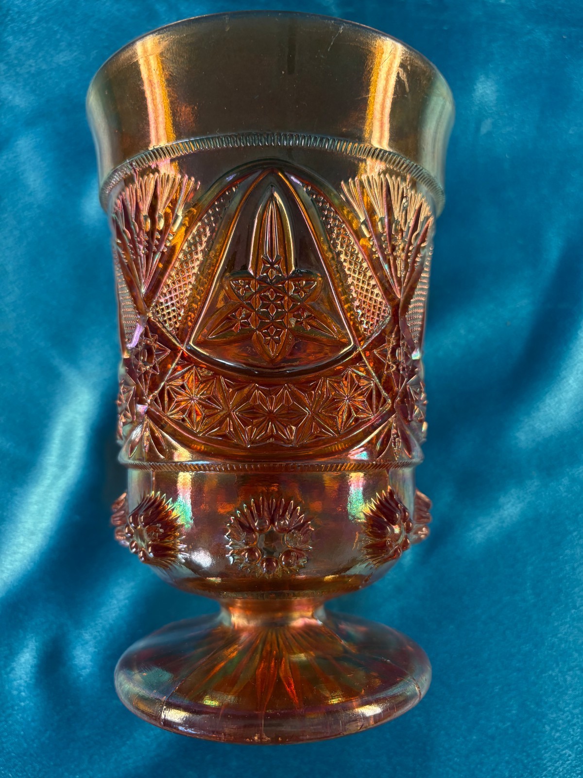 VINTAGE FENTON MARIGOLD CARNIVAL GLASS COMPOTE 6.5 INCHES HIGH VINTAGE FENTON MARIGOLD CARNIVAL GLASS COMPOTE 6.5 INCHES HIGH