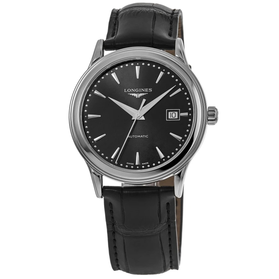 New Longines Flagship Automatic Black Dial Leather Men's Watch L4.984.4.59.2