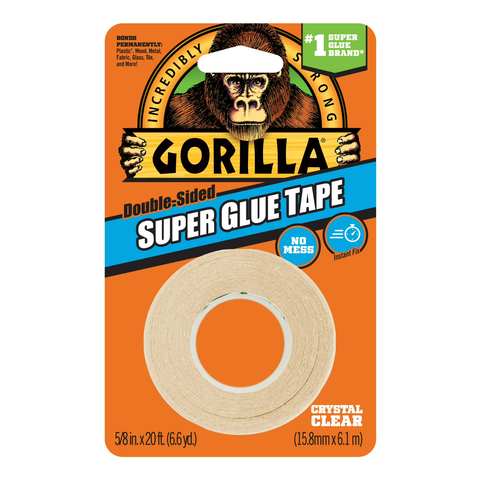 Gorilla Crystal Clear Double-Sided Super Glue Tape 2 x 20 Foot Rolls
