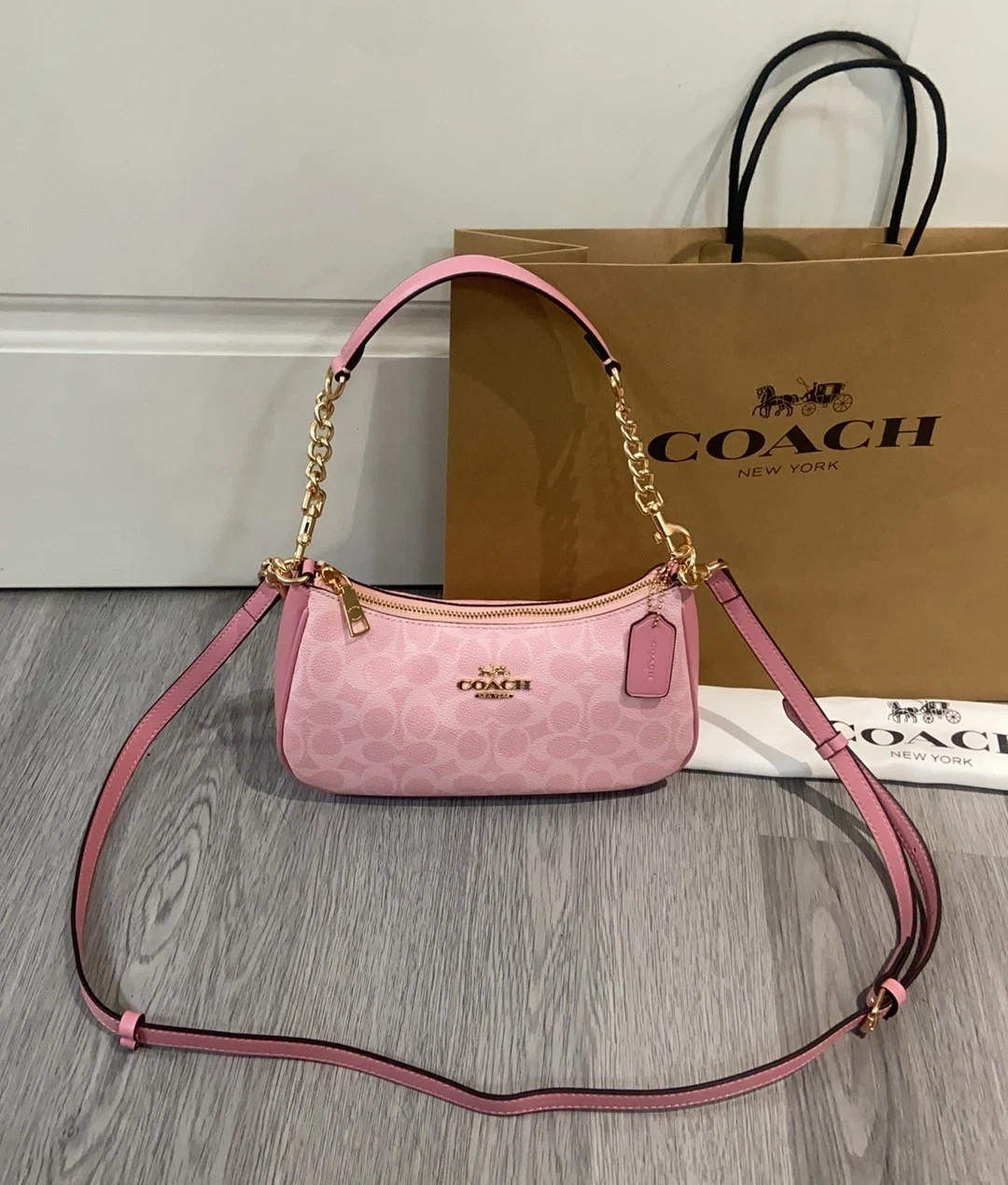 COACH Teri Shoulder Bag In Signature Canvas Crossbody Handbag CV933 Dusty Pink COACH Teri Shoulder Bag In Signature Canvas Crossbody Handbag CV933 Dusty Pink