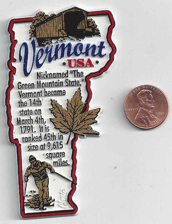 VERMONT SOUVENIR MAP FRIDGE INFO MAGNET MULTI COLOR VERMONT SOUVENIR MAP FRIDGE INFO MAGNET MULTI COLOR