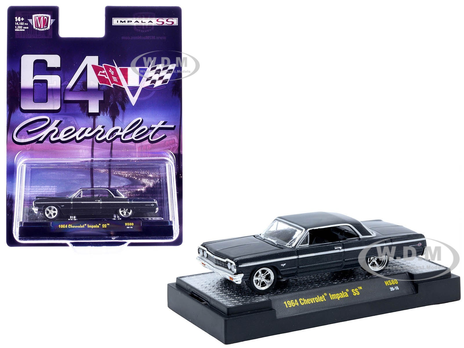 1964 CHEVROLET IMPALA SS BLACK 1/64 DIECAST MODEL CAR BY M2 31500-HS80 1964 CHEVROLET IMPALA SS BLACK 1/64 DIECAST MODEL CAR BY M2 31500-HS80
