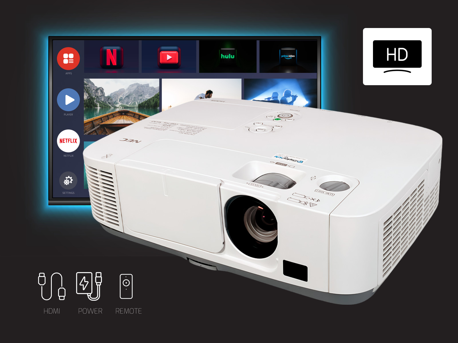 4000 ANSI 3LCD Projector Cinema Movie Supports 4K Input HDMI USB w/Remote