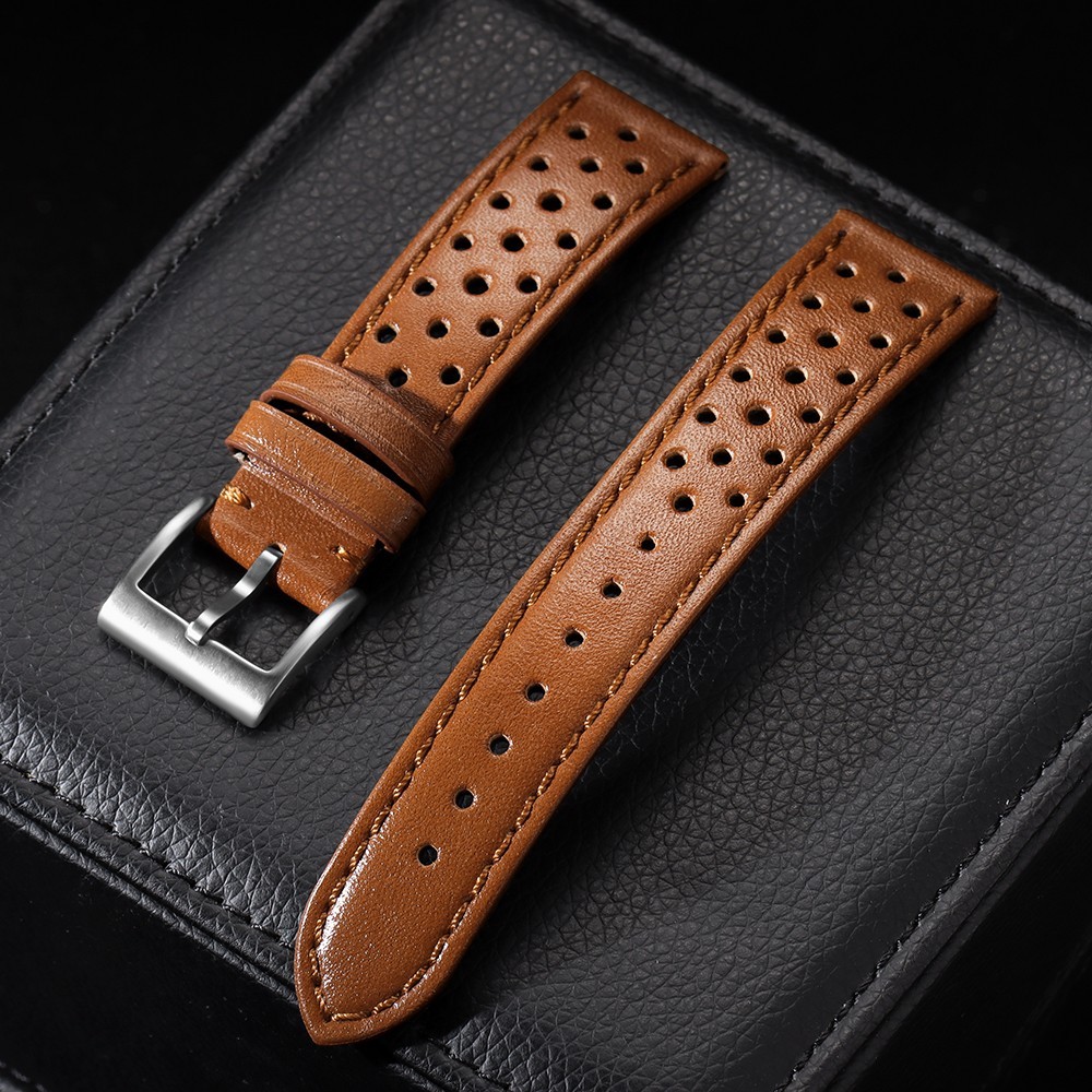 Vintage 70's Perforated Leather Rally Watch Band Quick Release 18/19/20/22mm