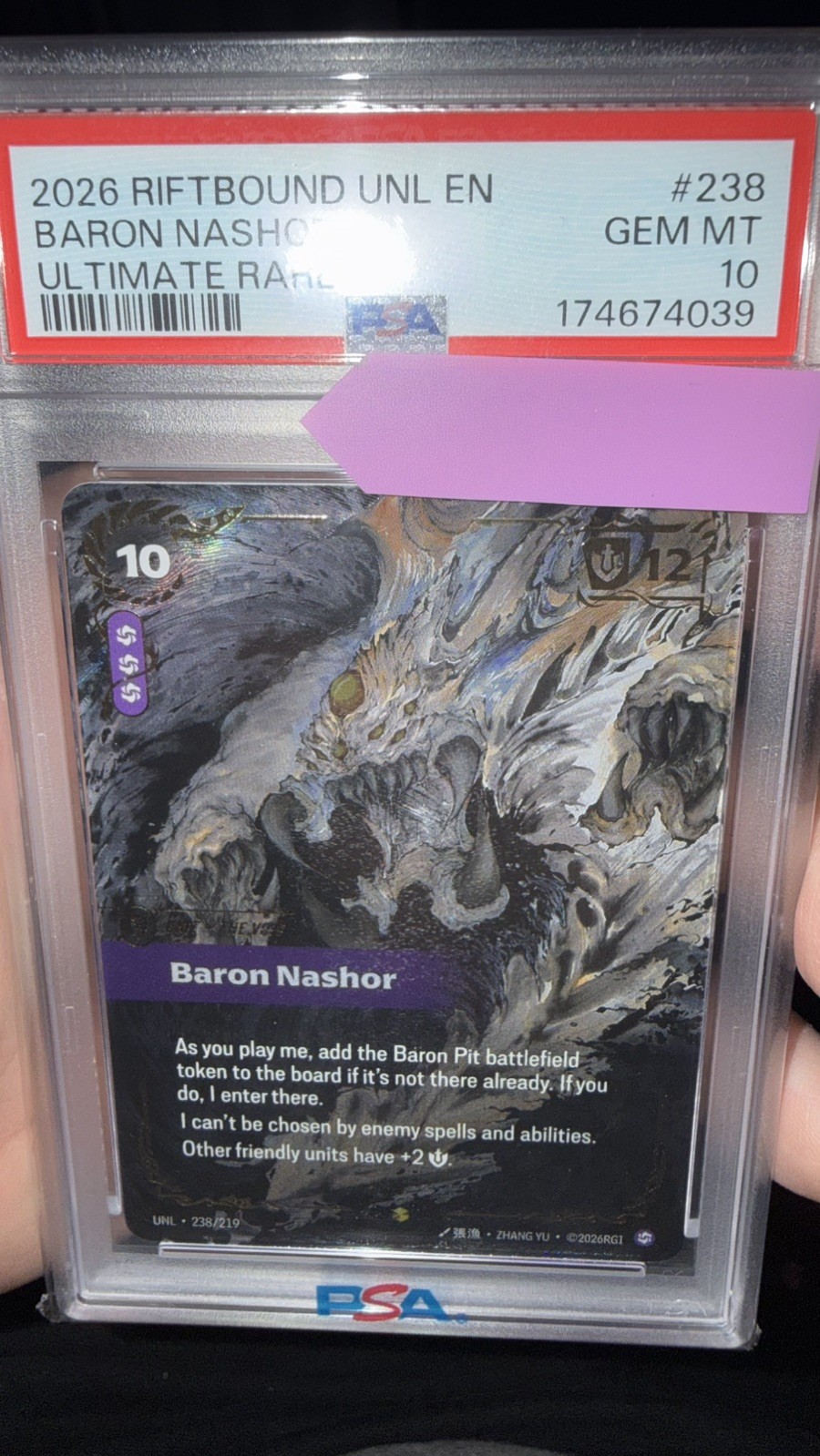 2026 RIFTBOUND: LEAGUE OF LEGENDS UNL-UNLEASHED #238 BARON NASHOR PSA 10 2026 RIFTBOUND: LEAGUE OF LEGENDS UNL-UNLEASHED #238 BARON NASHOR PSA 10