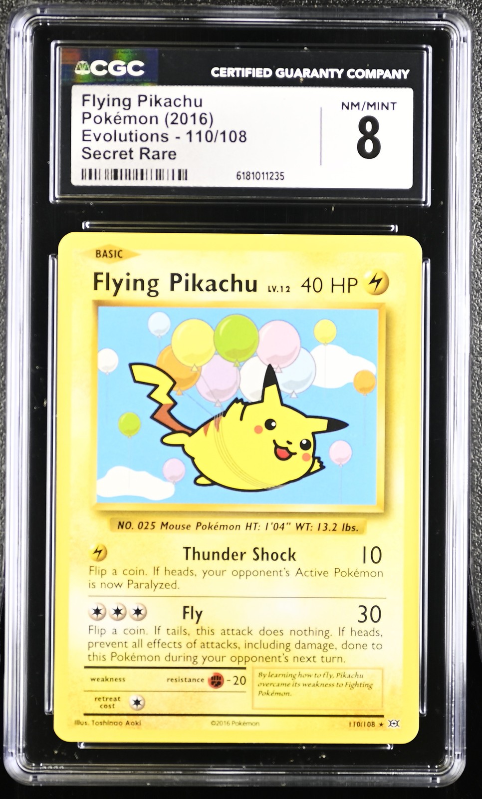 Graded Flying Pikachu 110/108 Evolutions SEC CGC 8 Pokémon