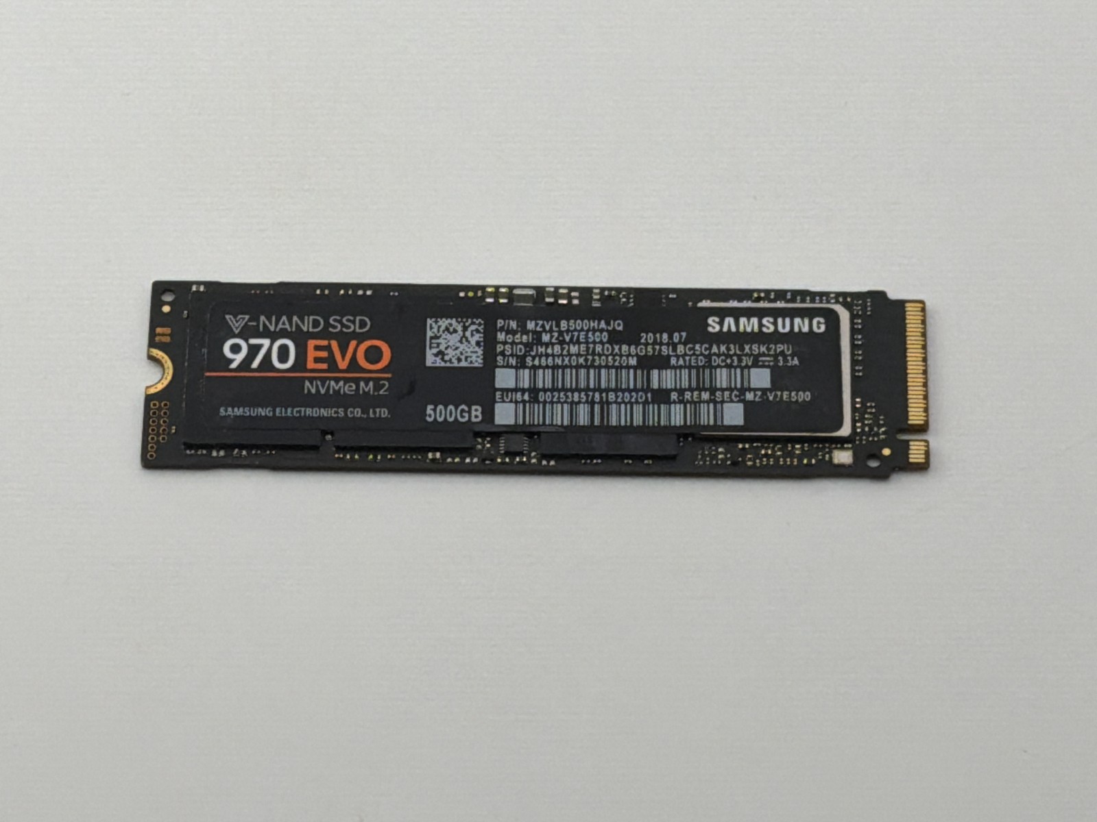 Samsung 970 EVO 500GB, Internal M.2 (MZ-V7E500BW) Solid State Drive BROKEN
