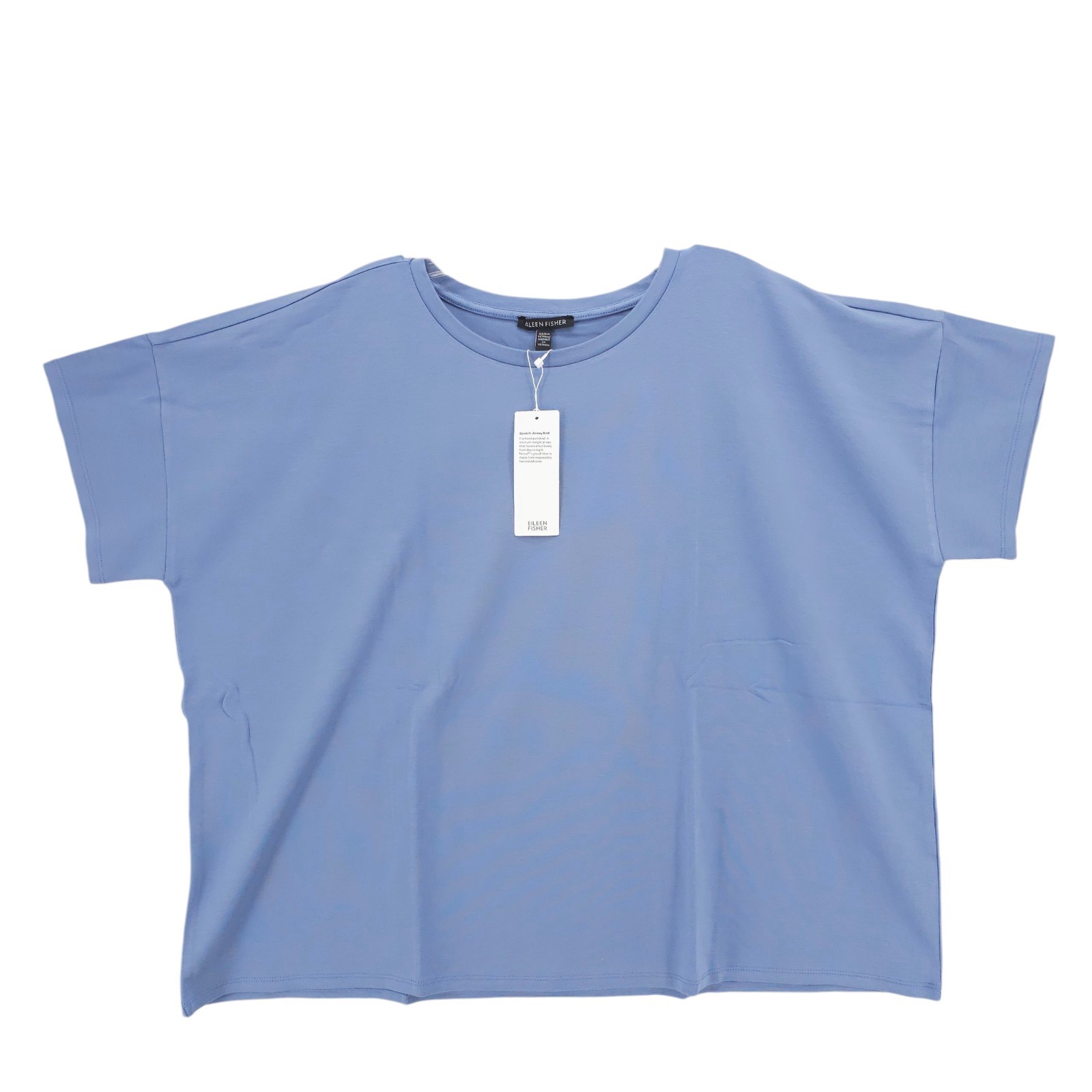 NWT EILEEN FISHER Stretch Jersey Knit Bateau Neck Box Top MARNA Blue SMALL