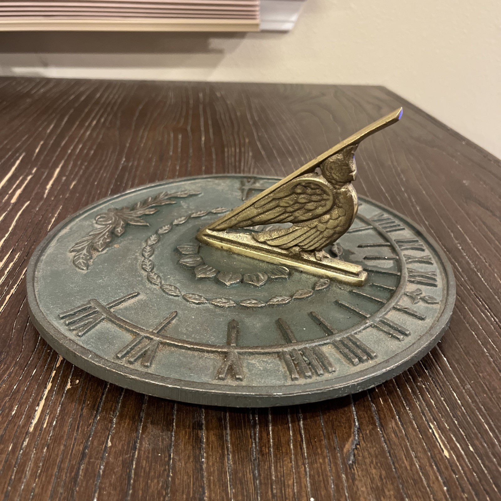 Cast Metal Sundial Brass Bird Eagle 9\ Cast Metal Sundial Brass Bird Eagle 9\