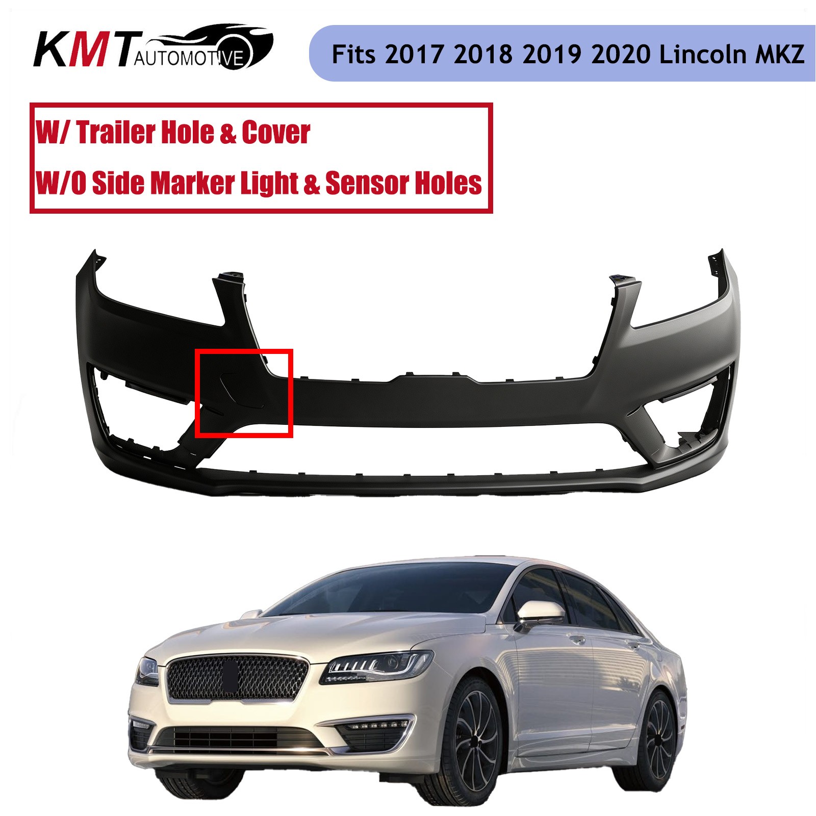 Fits 2017 2018 2019 2020 Lincoln MKZ Primed New Front Bumper Cover FO1000737 Fits 2017 2018 2019 2020 Lincoln MKZ Primed New Front Bumper Cover FO1000737