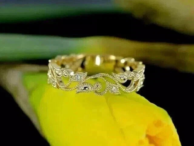 1.50 Ct Round Cut Natural Diamond Eternity Wedding Band Ring 14K Yellow Gold 6 7