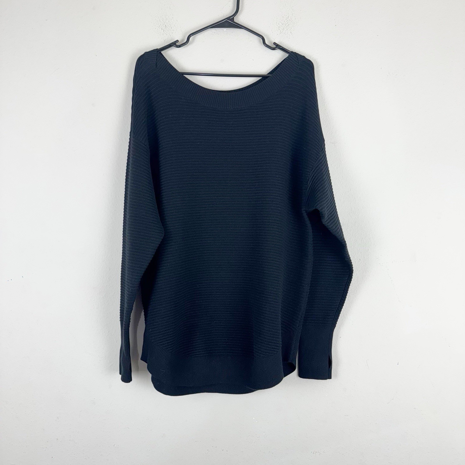 Offline By Aerie Women\'s Ribbed Long Sleeve Drop Shoulder Sweater Size M Black Offline By Aerie Women\'s Ribbed Long Sleeve Drop Shoulder Sweater Size M Black
