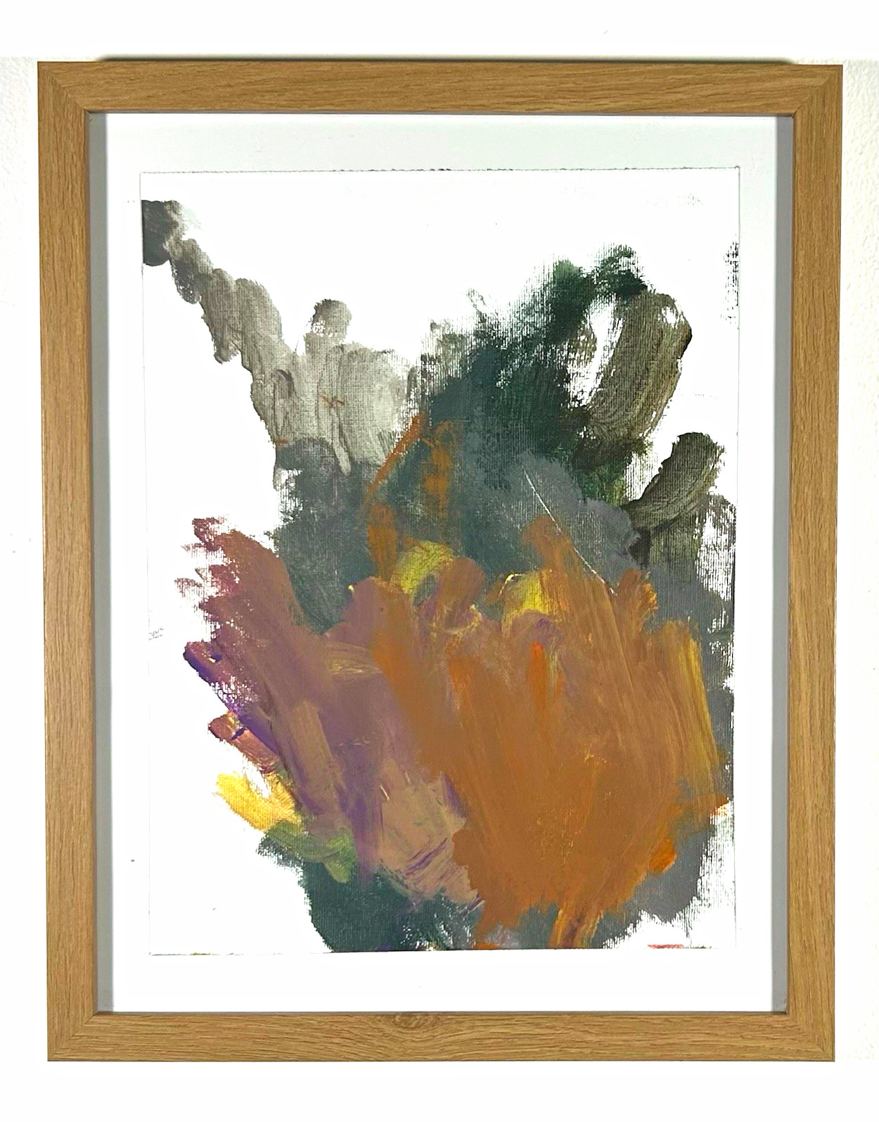 Framed Abstract Painting on Paper - Brown Black Gray Single Piece Art Framed Abstract Painting on Paper - Brown Black Gray Single Piece Art