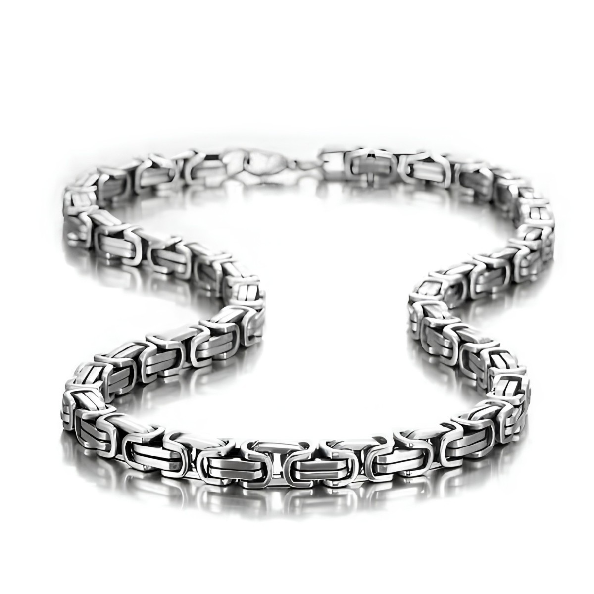 Men\'s Stainless Steel 5mm Byzantine Link Biker Chain Necklace Men\'s Stainless Steel 5mm Byzantine Link Biker Chain Necklace