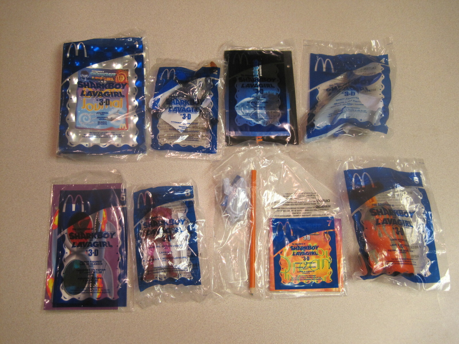 McDonalds 2005 Sharkboy and Lavagirl in 3-D - Complete Set of 8 - MIP