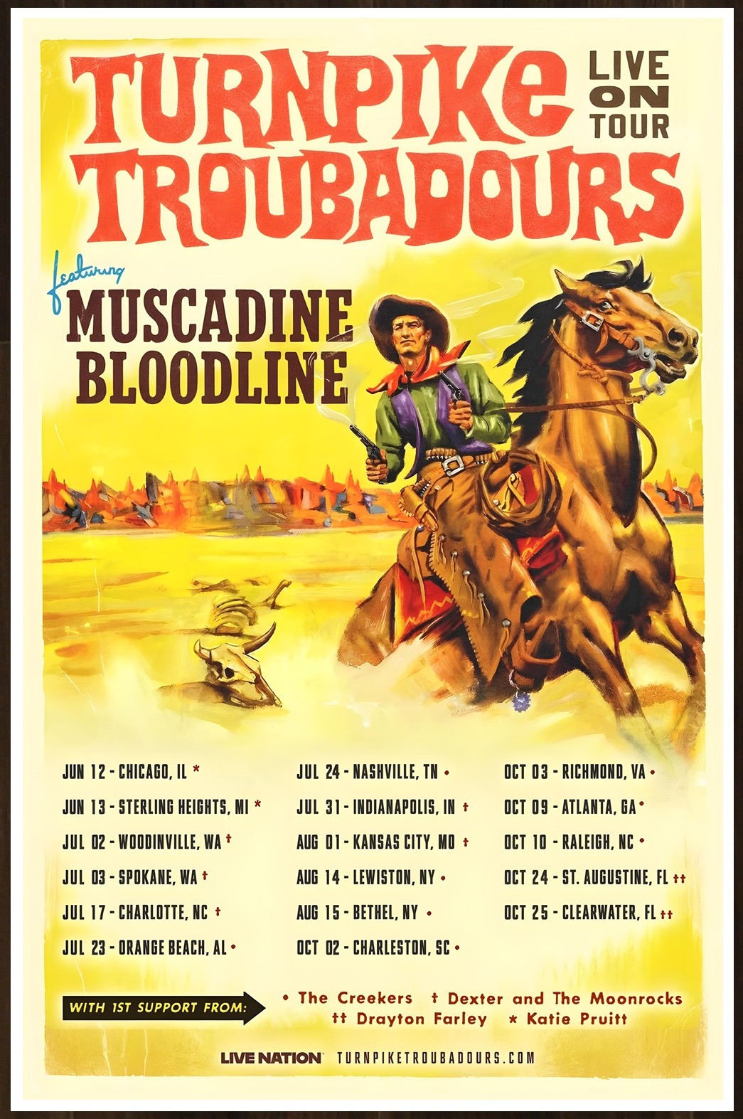 TURNPIKE TROUBADOURS Tour 2026 Ltd Ed RARE Poster MUSCADINE BLOODLINE Country