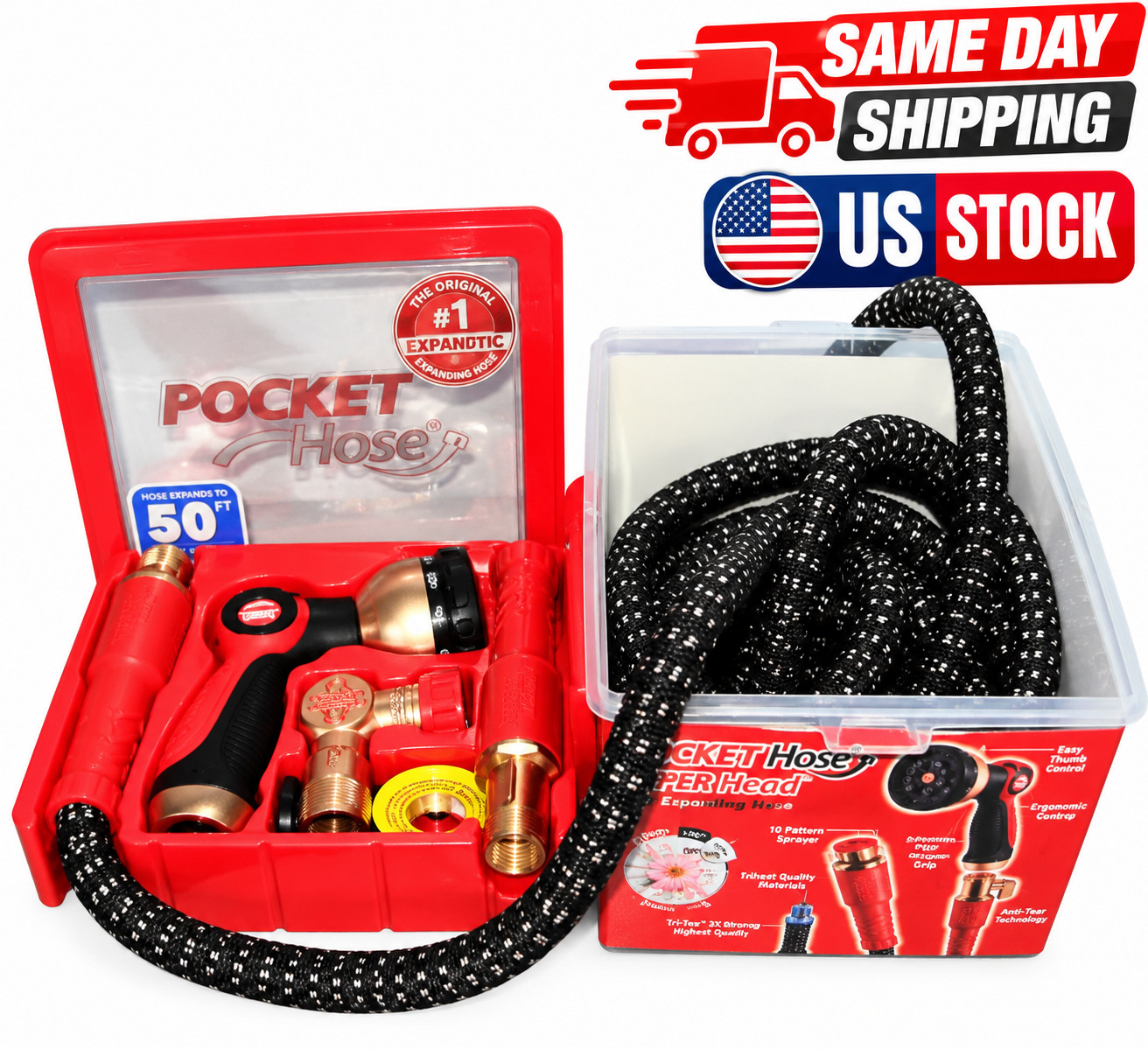 Pocket Hose Copper Head 50FT Expandable Garden Hose 650 PSI w/ Spray Nozzle NEW Pocket Hose Copper Head 50FT Expandable Garden Hose 650 PSI w/ Spray Nozzle NEW