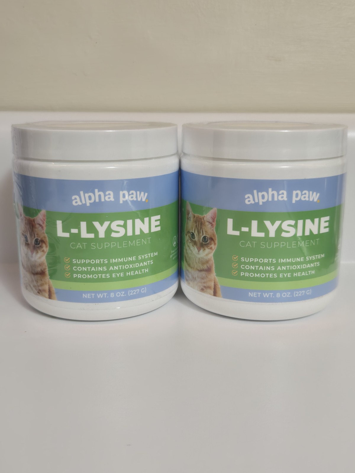 Alpha Paw L Lysine For Cats 16 oz Total 2 Tubs Flavorless Immune Booster Powder