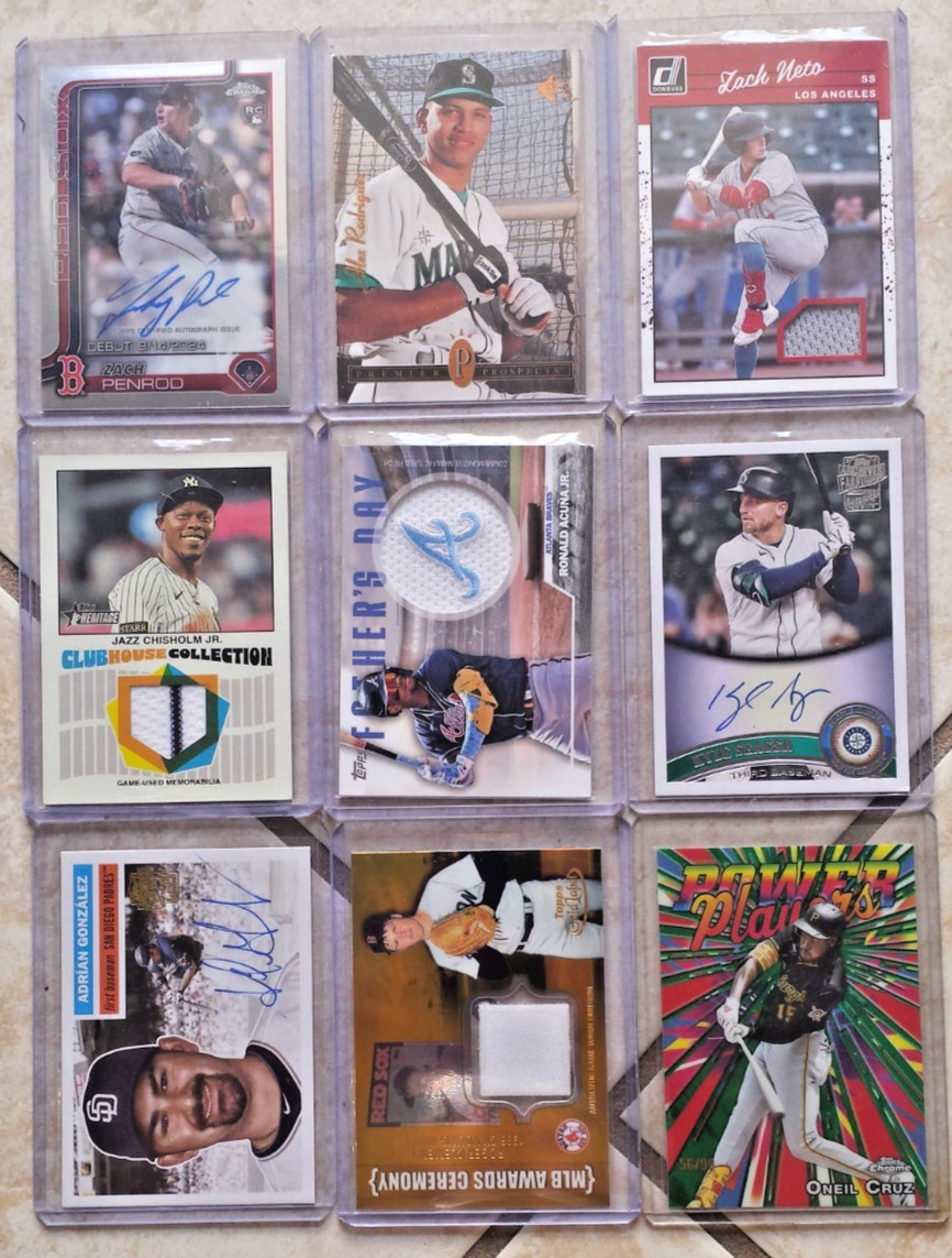 HUGE AUTO, JERSEY, GAME USED, ROOKIE, BASEBALL CARD LOT LOADED HUGE AUTO, JERSEY, GAME USED, ROOKIE, BASEBALL CARD LOT LOADED