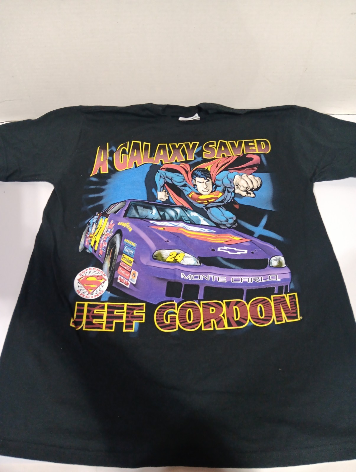 Vintage Jeff Gordon Nascar Superman Shirt Mens Large Black 1990s Vintage Jeff Gordon Nascar Superman Shirt Mens Large Black 1990s