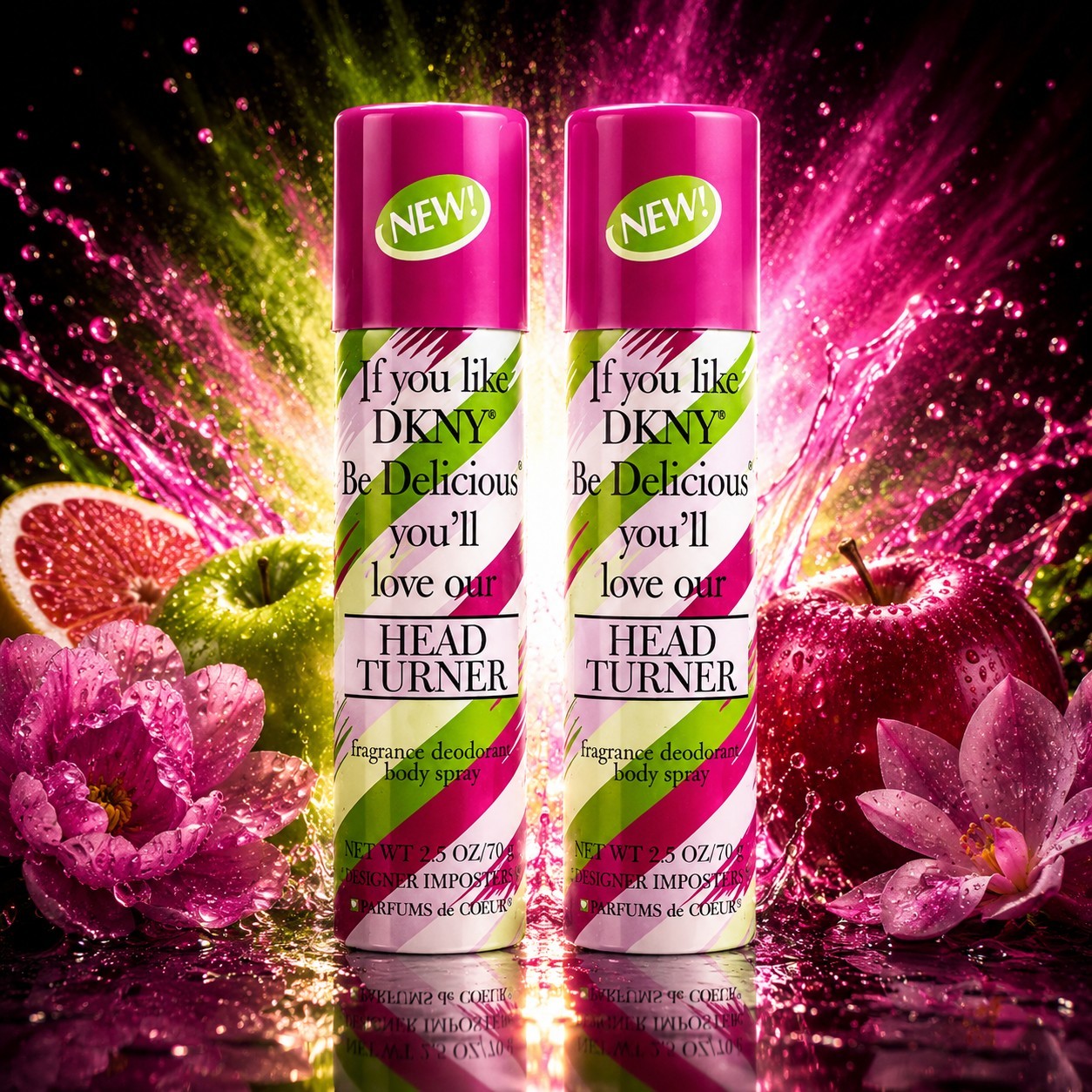Designer Imposters Head Turner Body Spray for Women – 2.5 oz (2 Bottles)