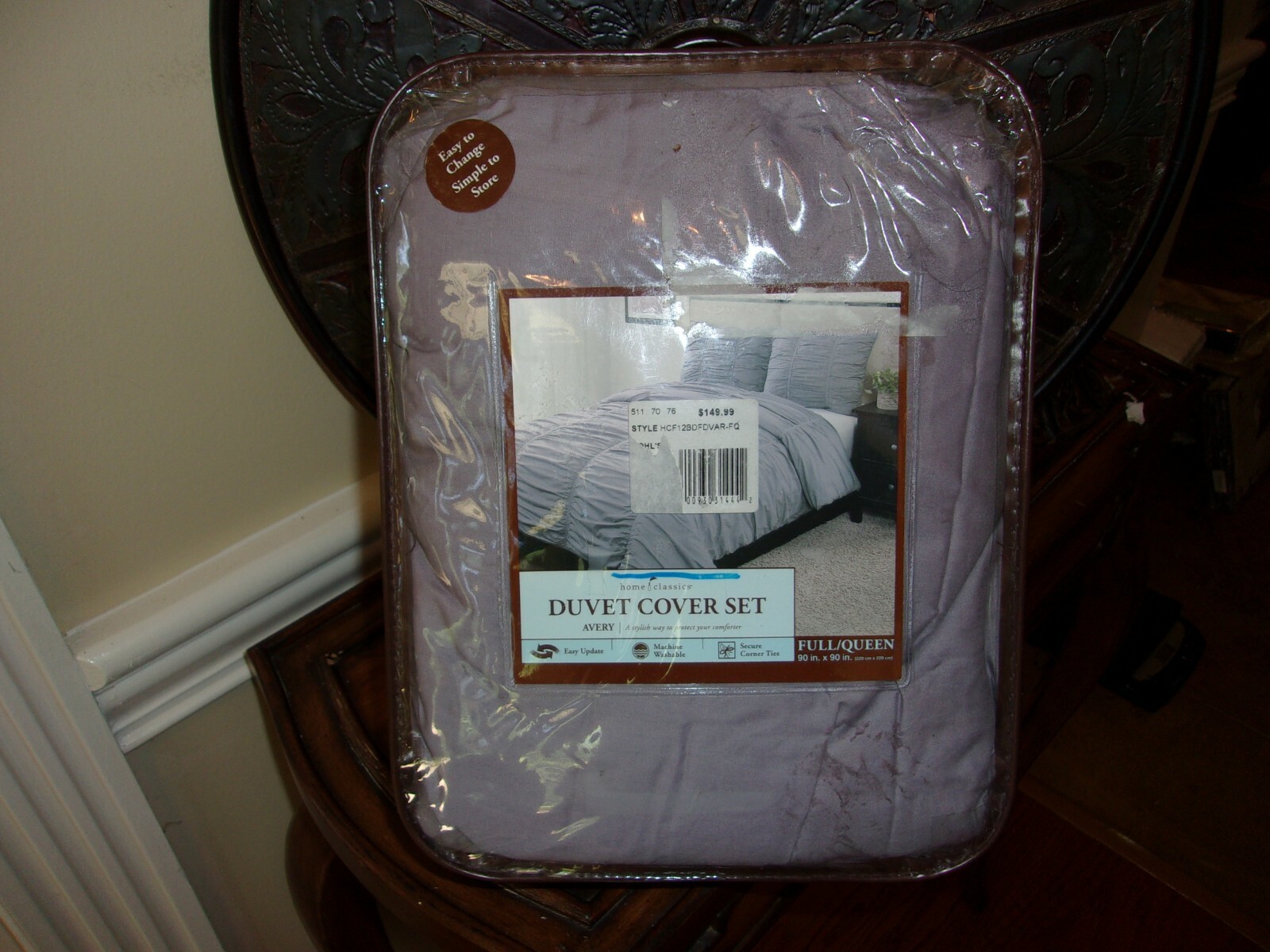 New Kohls Home Classics Avery Smokey Purple Ruched Full/Queen Duvet Cover Set 