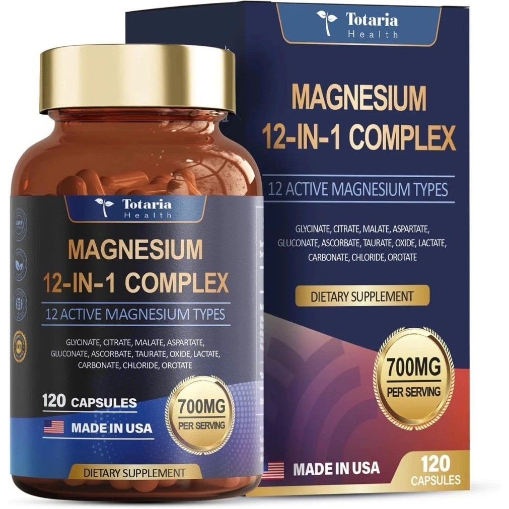 12-in-1 Magnesium Complex,Glycinate Citrate Malate Orotate,USA Made 120 Capsules