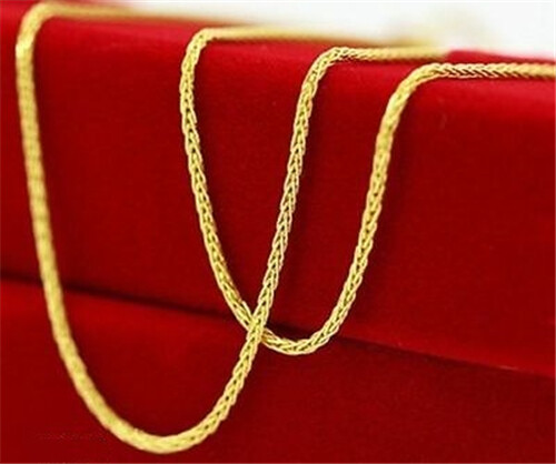 18K Solid Gold Wheat Chain Necklace For Women 18''L GUARANTEED 18KT PURE GOLD