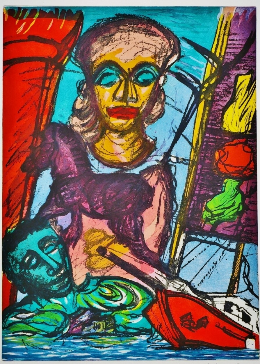 MALCOLM MORLEY Huge RARE 9-Color Etching w/ AQUATINT Hand SIGNED Aegean Crime