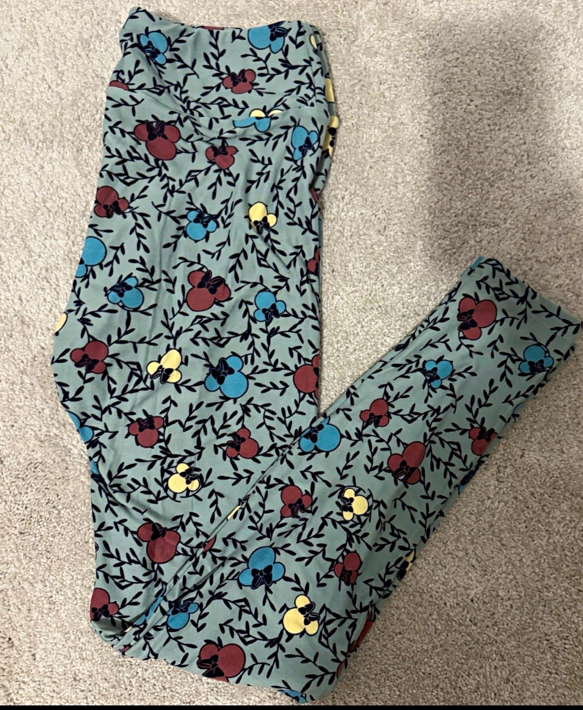 LuLaRoe Disney Minnie Mouse Women’s One Size Blue Leggings Floral Print LuLaRoe Disney Minnie Mouse Women’s One Size Blue Leggings Floral Print
