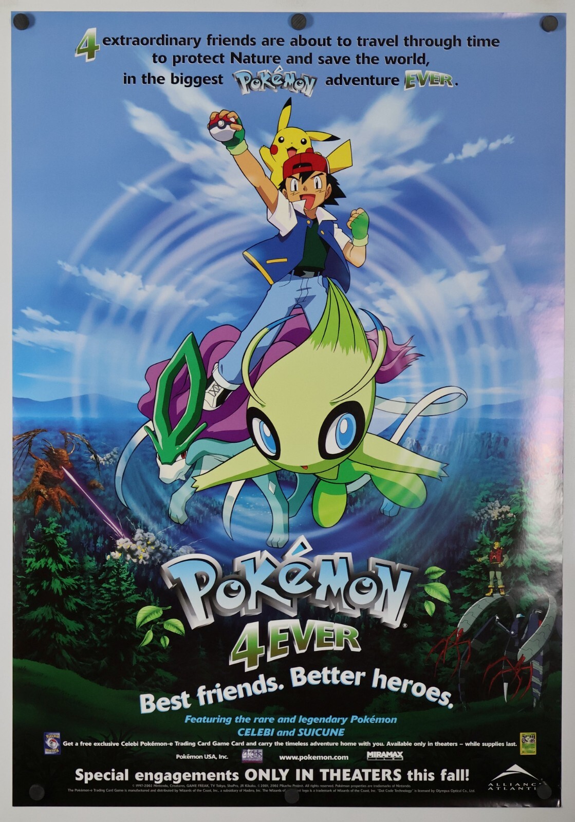 Pokemon 4 4Ever - original movie poster 27x40 D/S 2002 - Rare title Pokemon 4 4Ever - original movie poster 27x40 D/S 2002 - Rare title