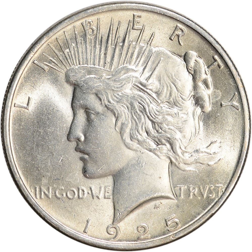 1925 Peace Silver Dollar Coin $1 - BU 1925 Peace Silver Dollar Coin $1 - BU