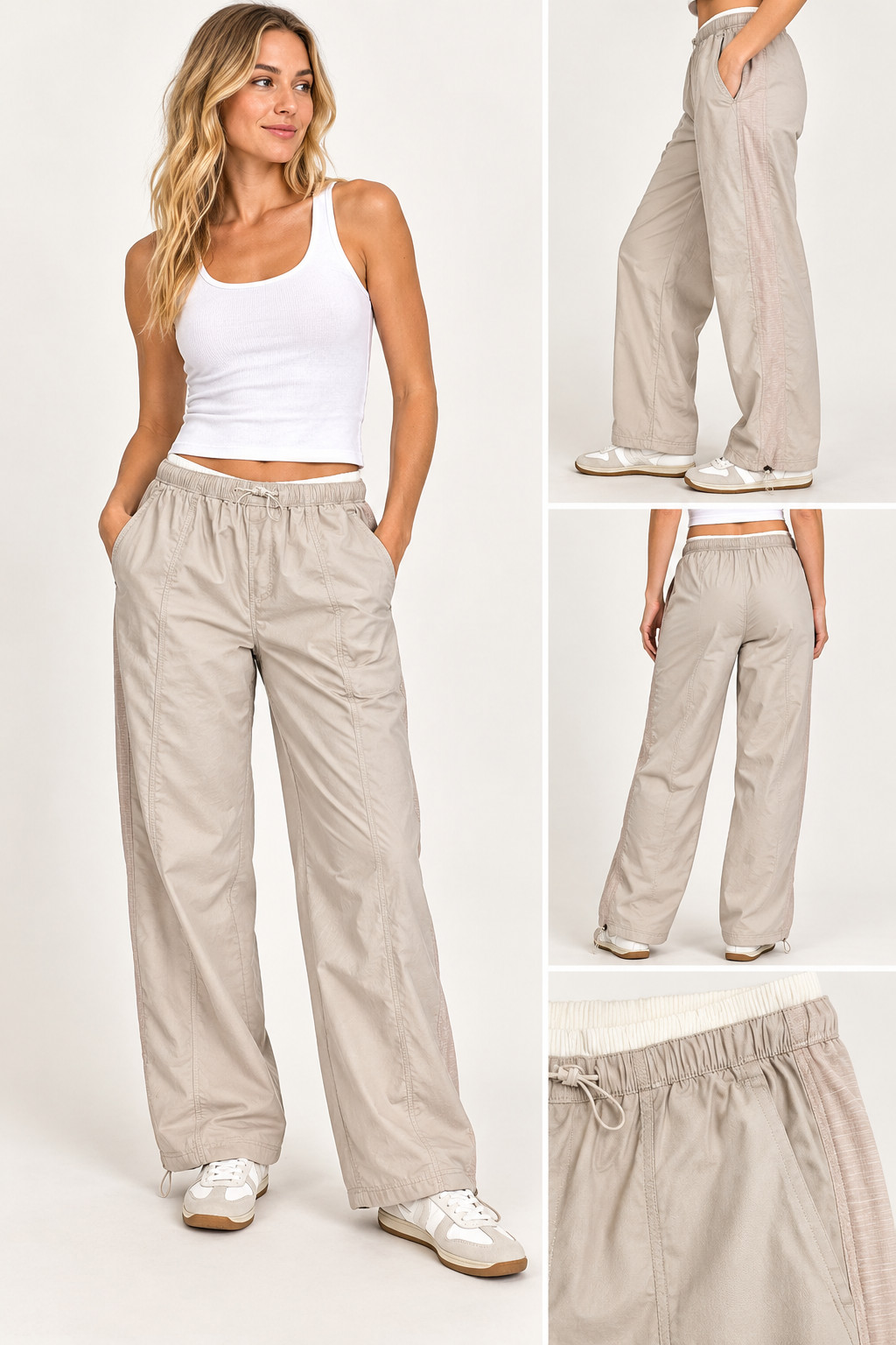 NWT Anthropologie Daily Practice Ankle Pants Womens S Light Sand Drawstring