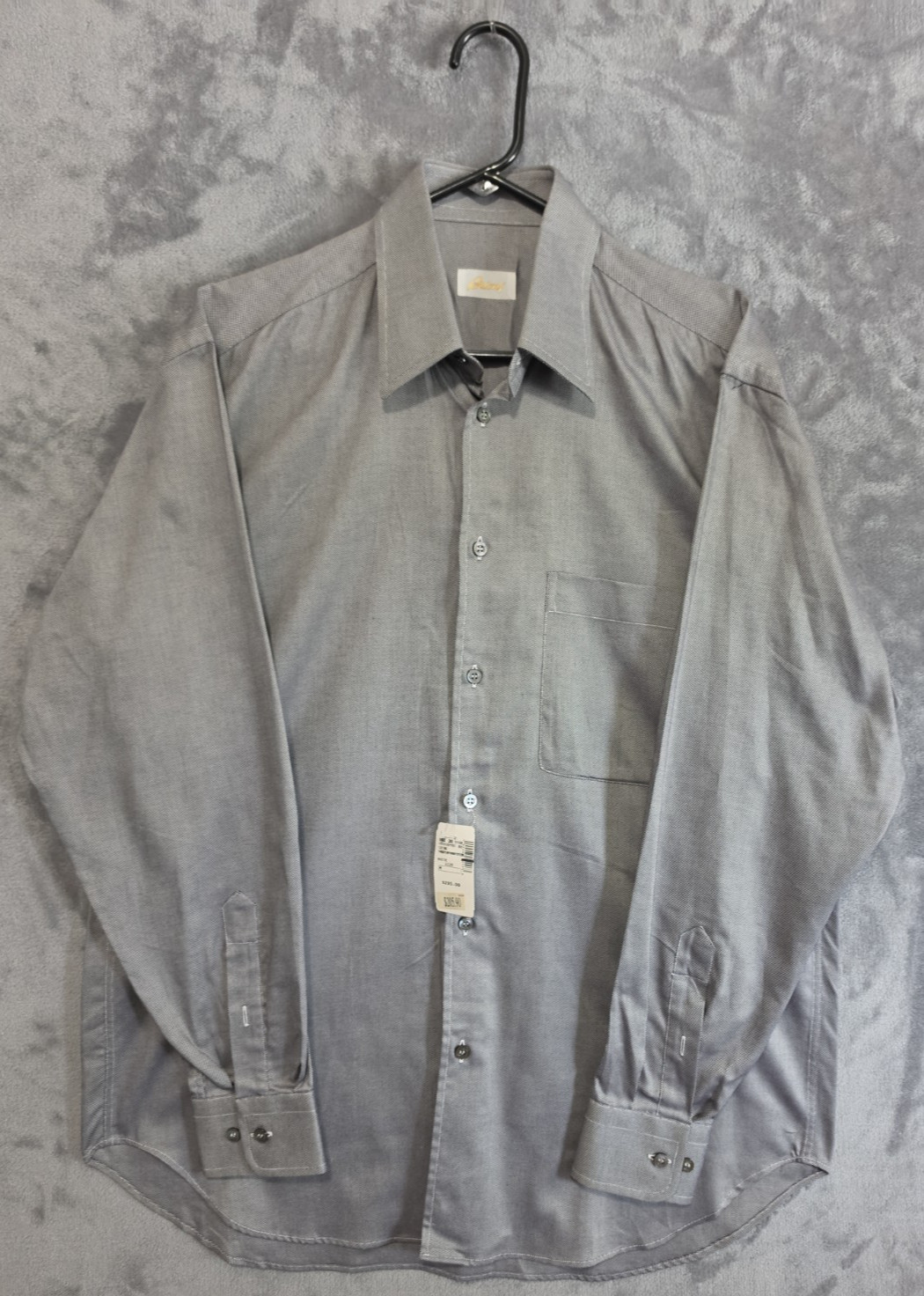 Brioni Mens Medium Gray 100% Cotton Dress Shirt Long Sleeve NWT Italy