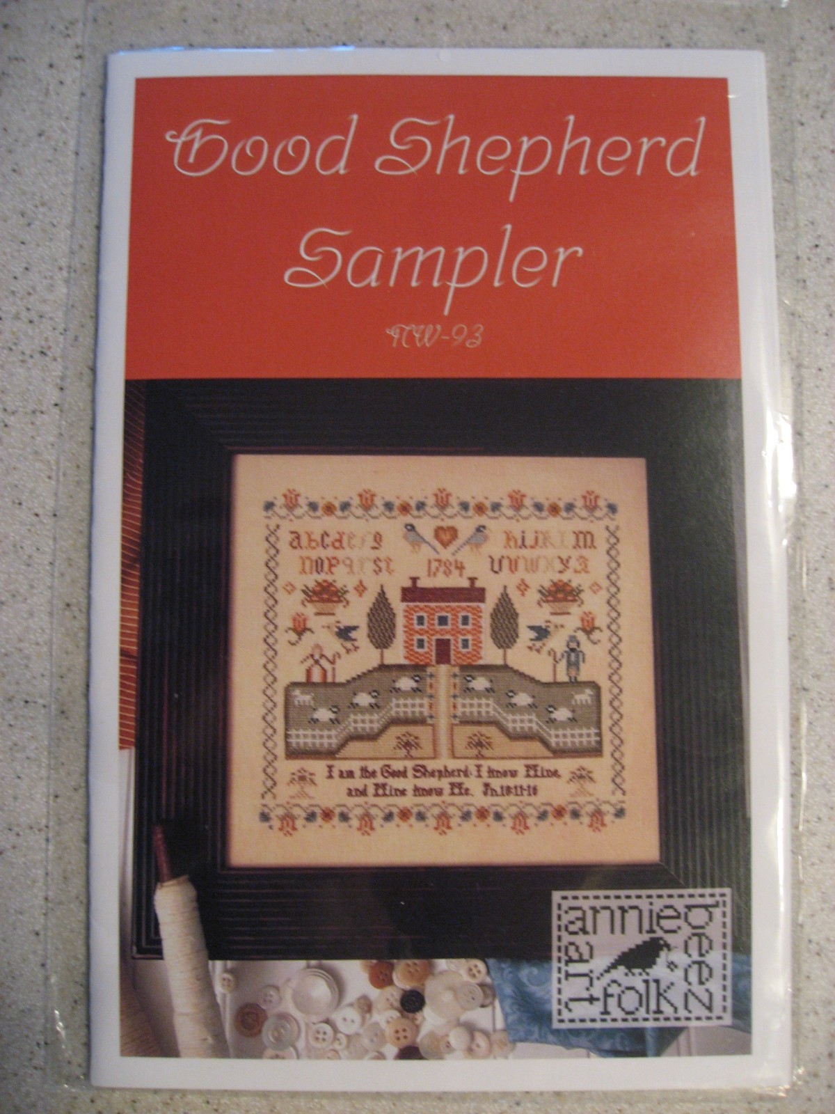 Annie Beez Folk Art Counted Cross-Stitch Chart - Good Shepherd Sampler NW-93