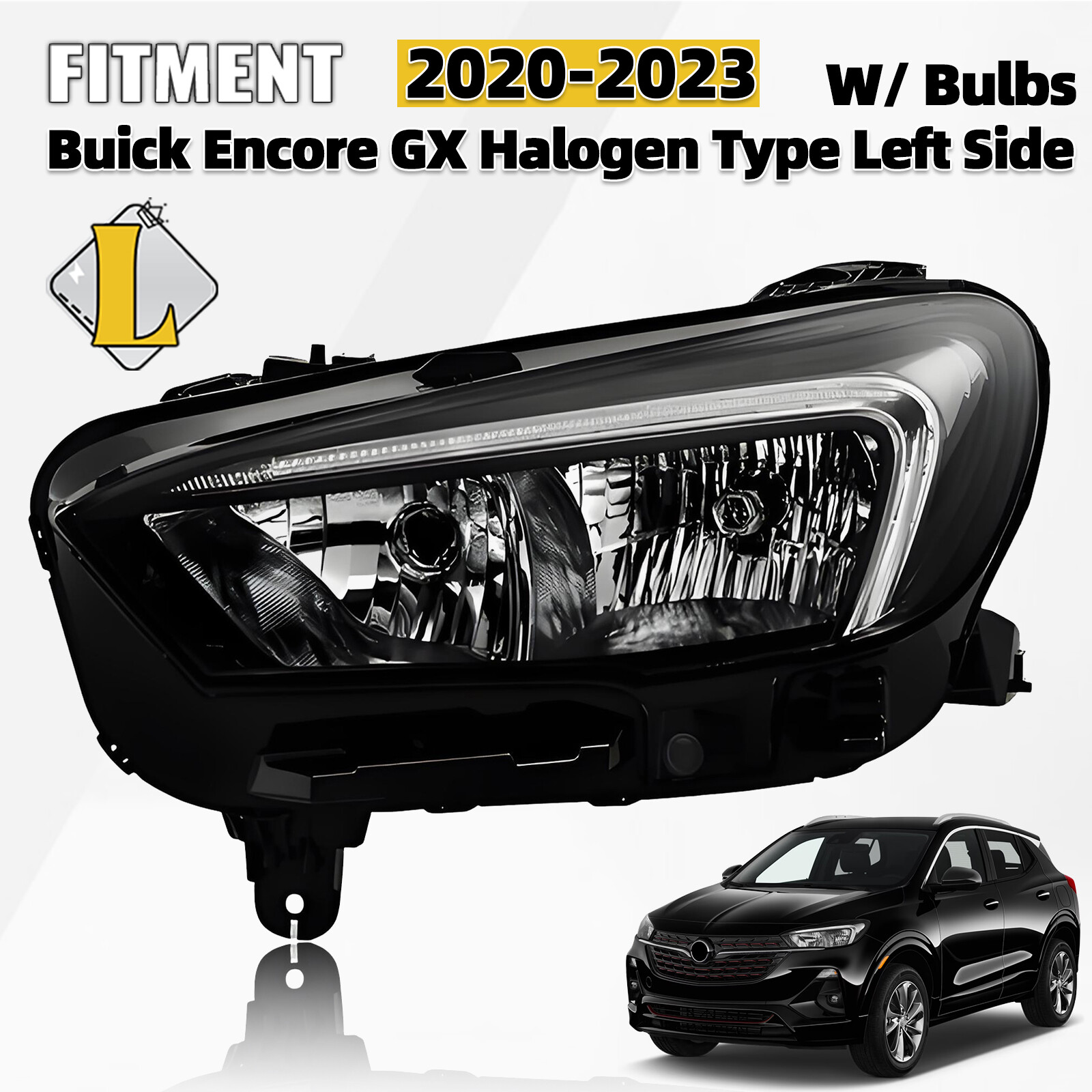 For 2020-2023 Buick Encore GX Halogen Headlight w/ LED DRL W/ Bulb Left Driver