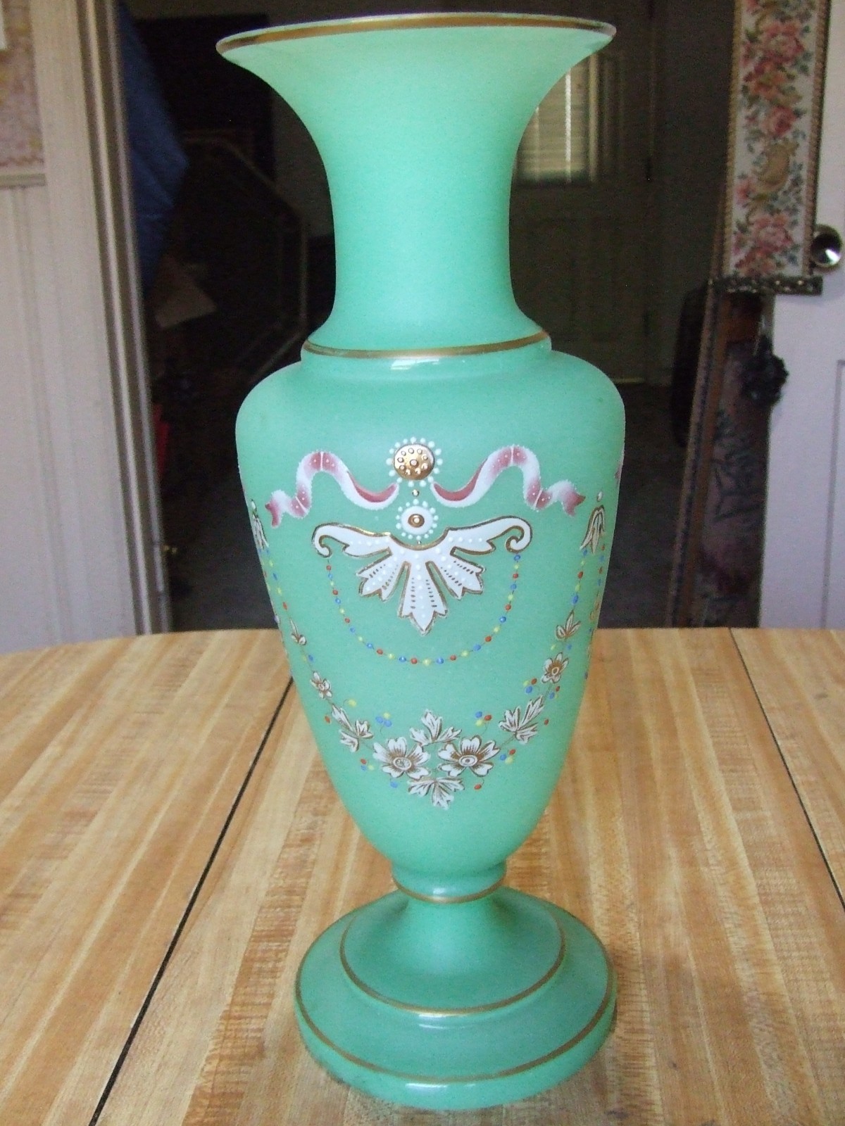 Elegant Antique, Opaque, Opaline French Glass Vase