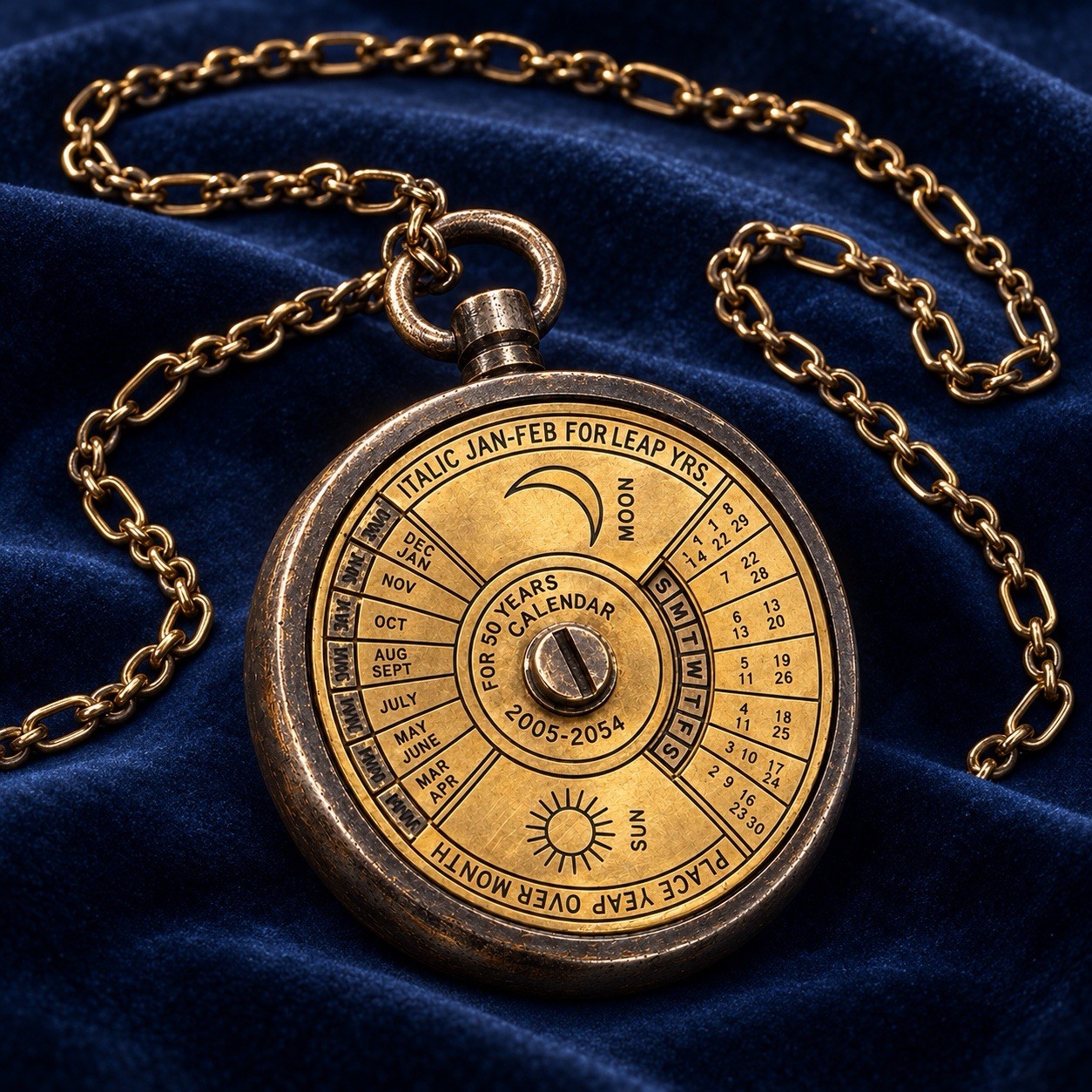 VINTAGE STYLE PERPETUAL CALENDAR NECKLACE 24\