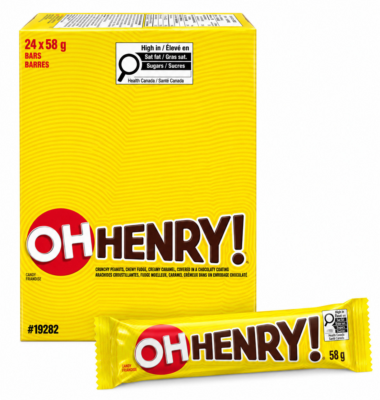 OH HENRY Chocolate Bars 58g x 24 Pack Peanut Caramel Fudge Candy Canadian