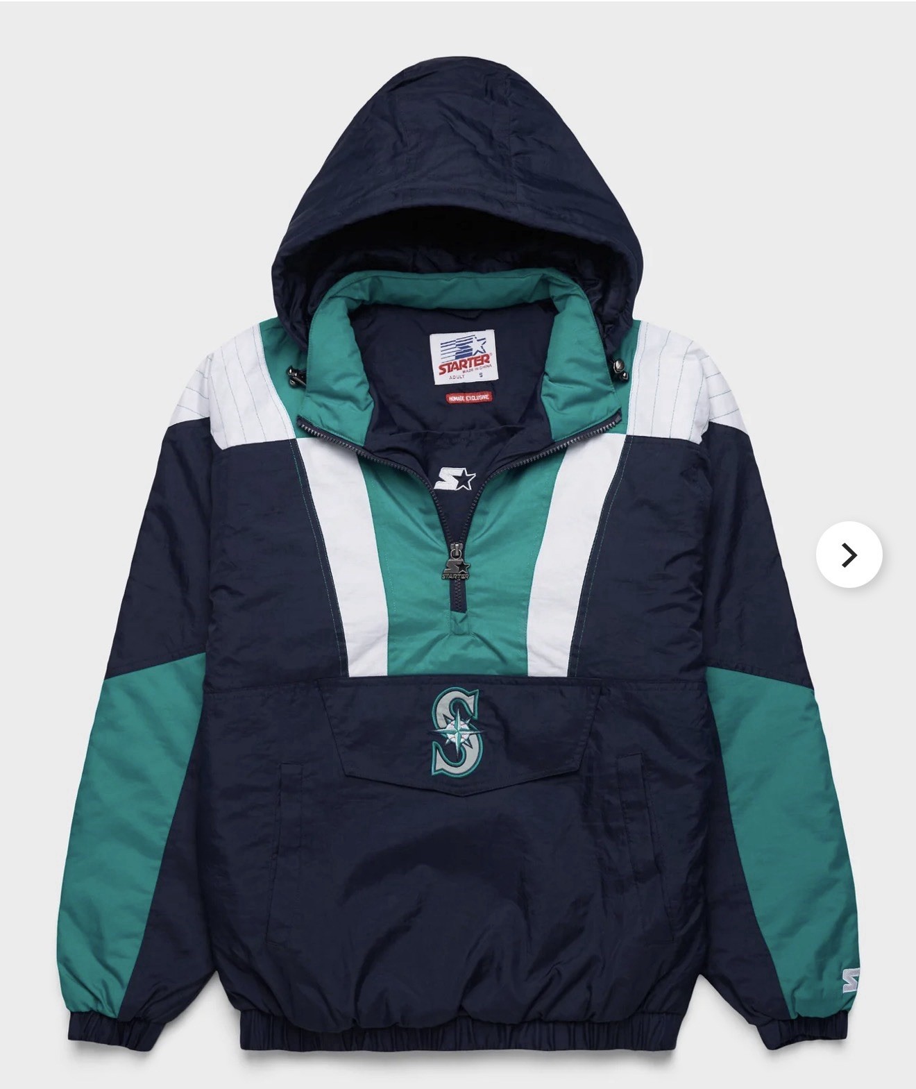 Seattle Mariners Vintage 90s Pullover Jacket Starter, Size 2XL Seattle Mariners Vintage 90s Pullover Jacket Starter, Size 2XL