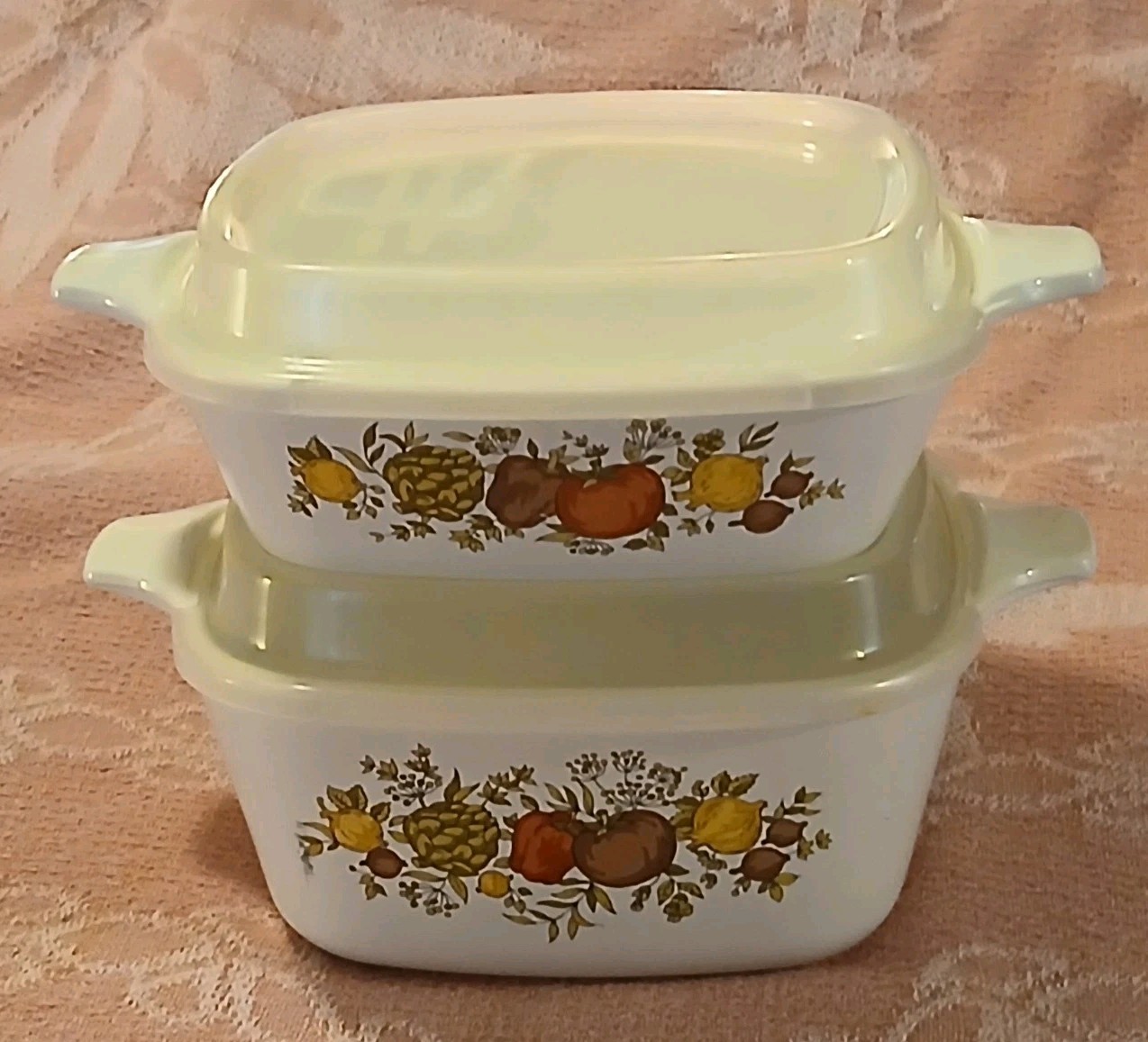 Vtg. Corning Ware Spice of Life Petite Casserole Dish Sets P41B & P43B w/ Lids Vtg. Corning Ware Spice of Life Petite Casserole Dish Sets P41B & P43B w/ Lids