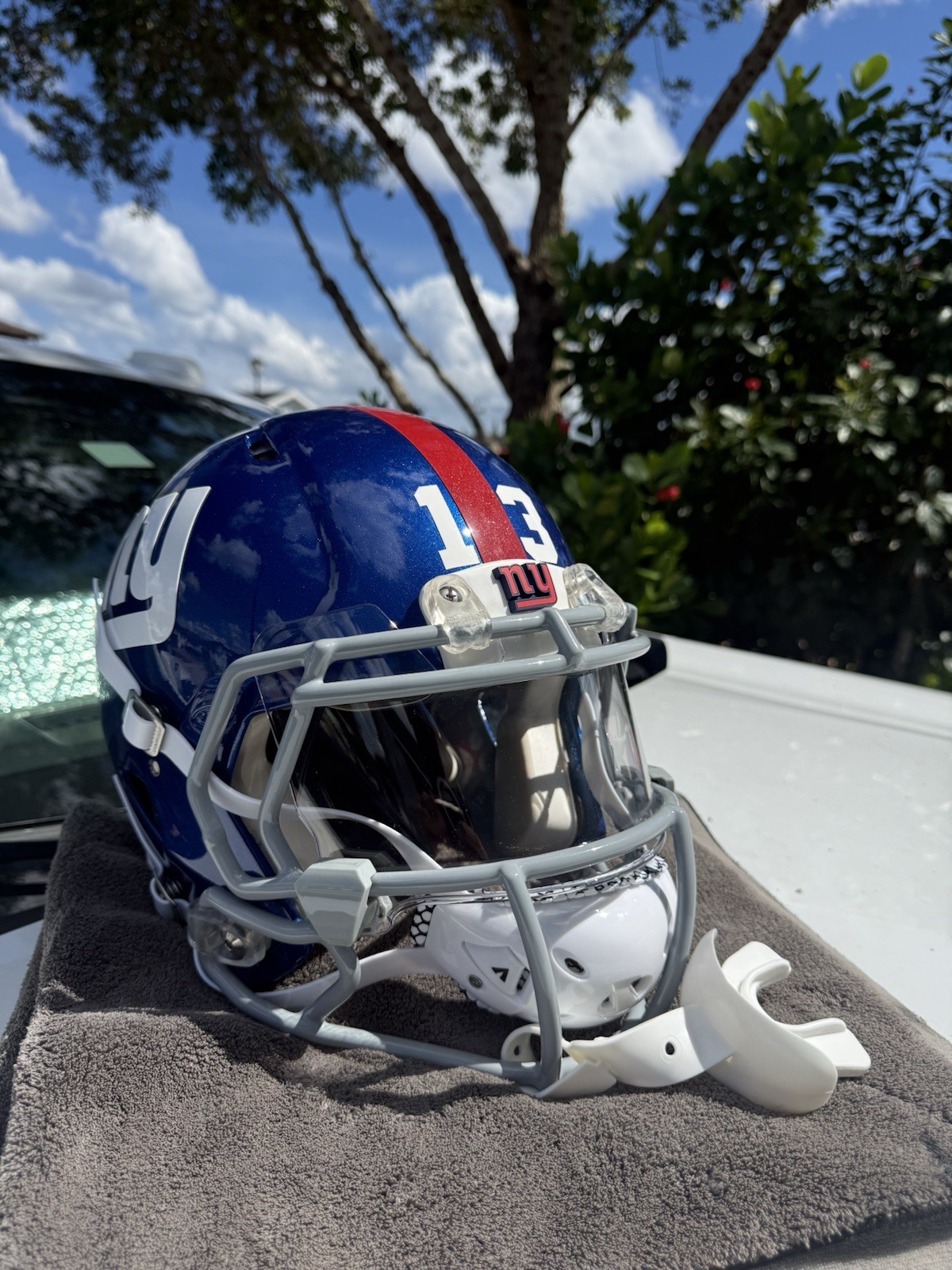 NEW YORK GIANTS OBJ ODELL BECKHAM JR CUSTOM RIDDELL SPEED FOOTBALL HELMET RARE