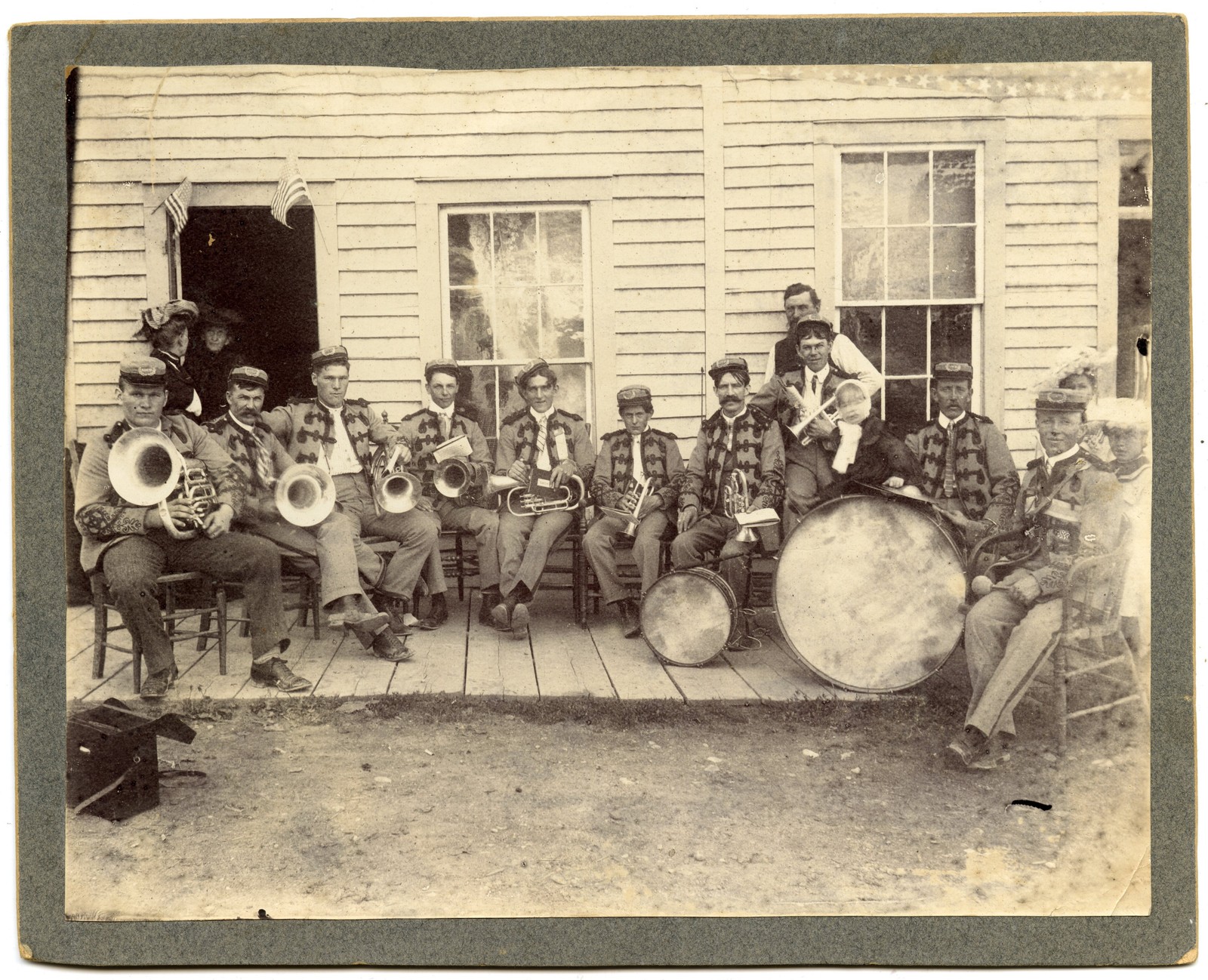 Rare 1890s Mounted Photo Group Portrait Silver Cornet Band Sheridan Wyoming