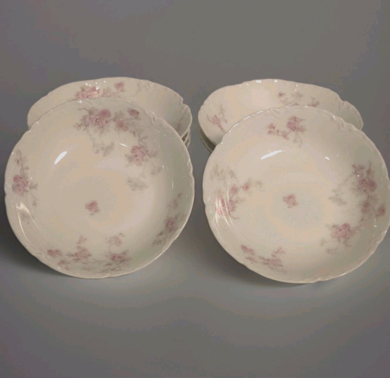 Antique 1891-1914 Haviland Limoges France Set (8) Berry Bowls Hand Painted Pink 
