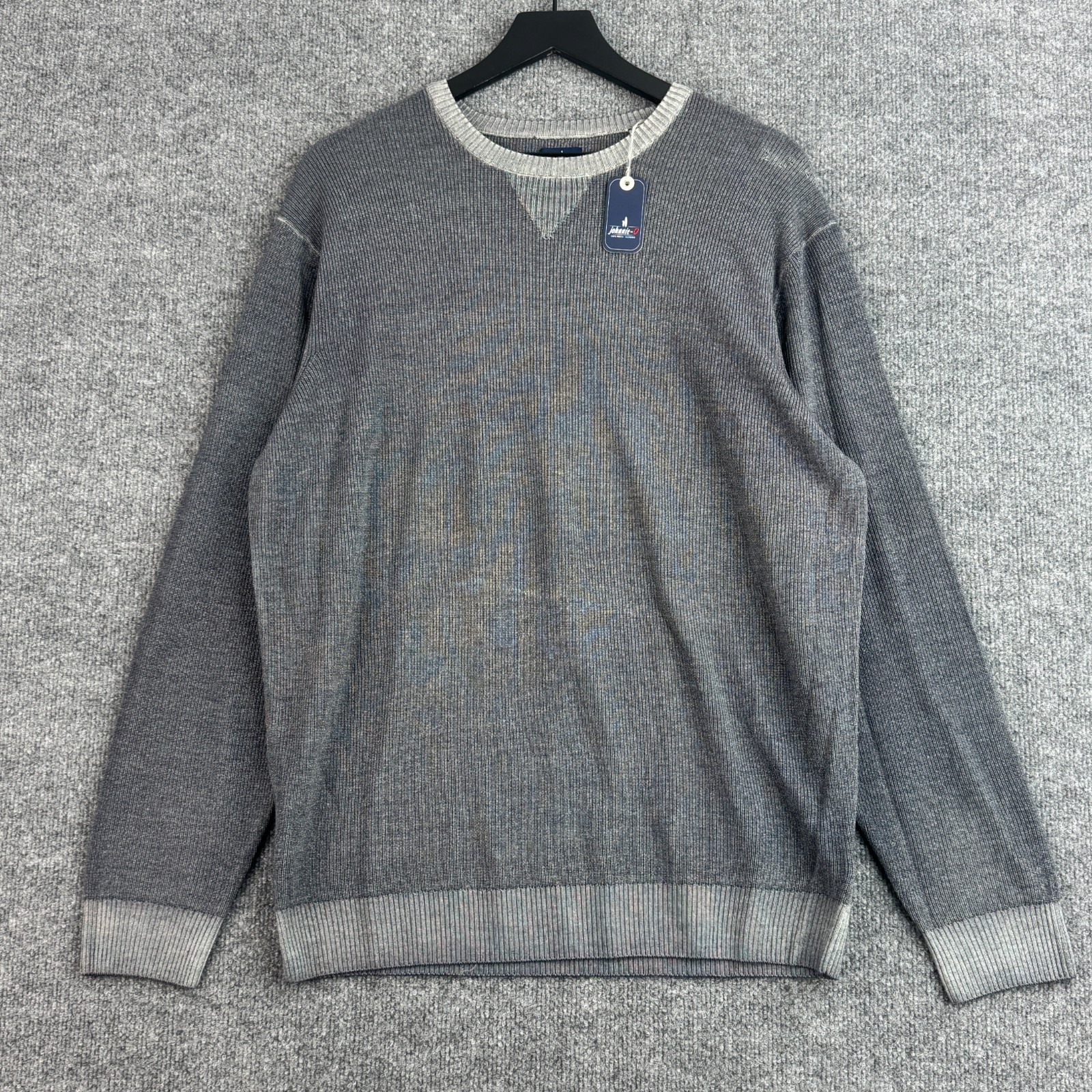 Johnnie-O Burgess Mens L Gray 100% Merino Wool Crewneck Sweater JMSW100020 FLAW Johnnie-O Burgess Mens L Gray 100% Merino Wool Crewneck Sweater JMSW100020 FLAW